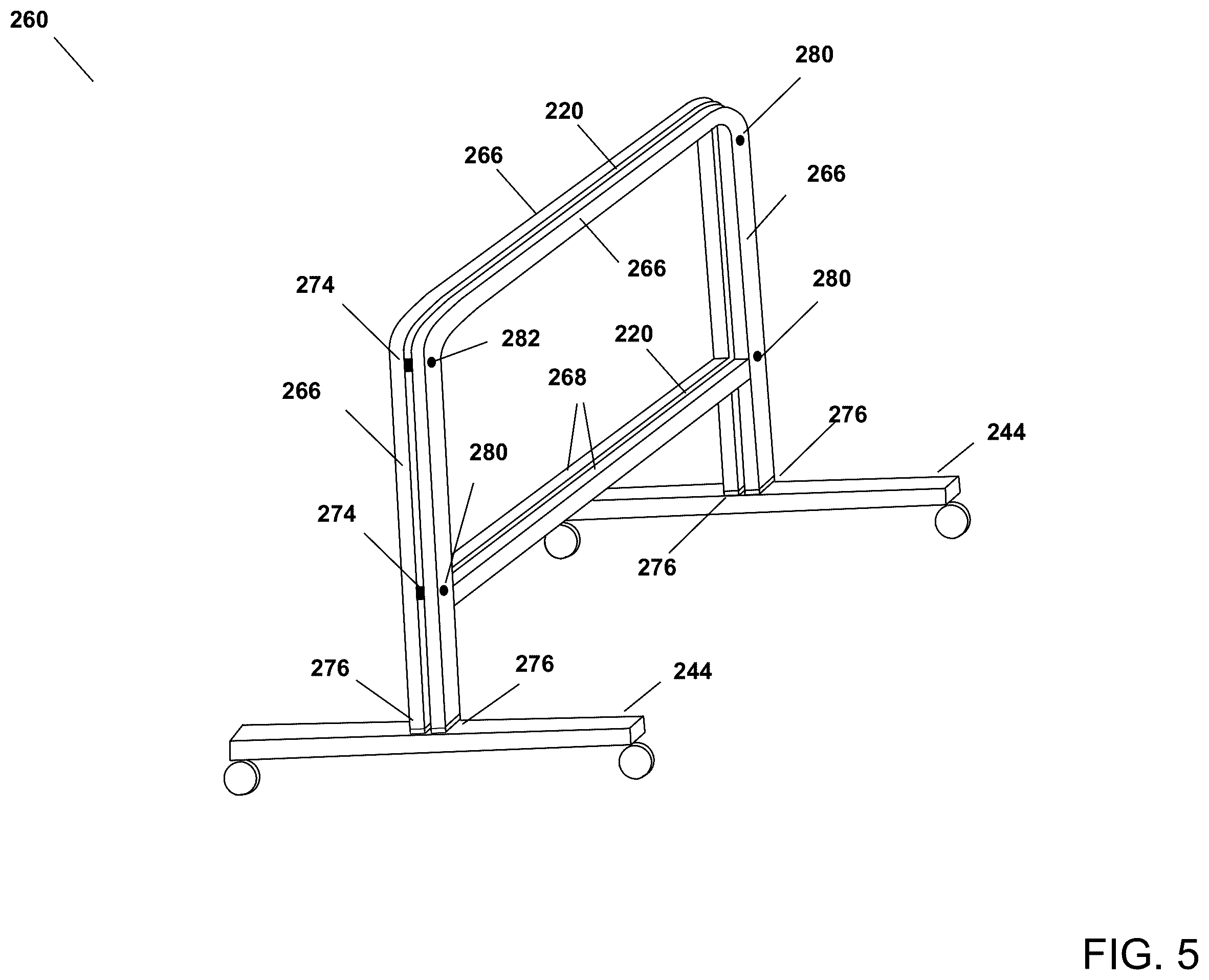 Patent US12167790 Figure 5 – Universal mount platform system with bent linear dual-rail mount platform module