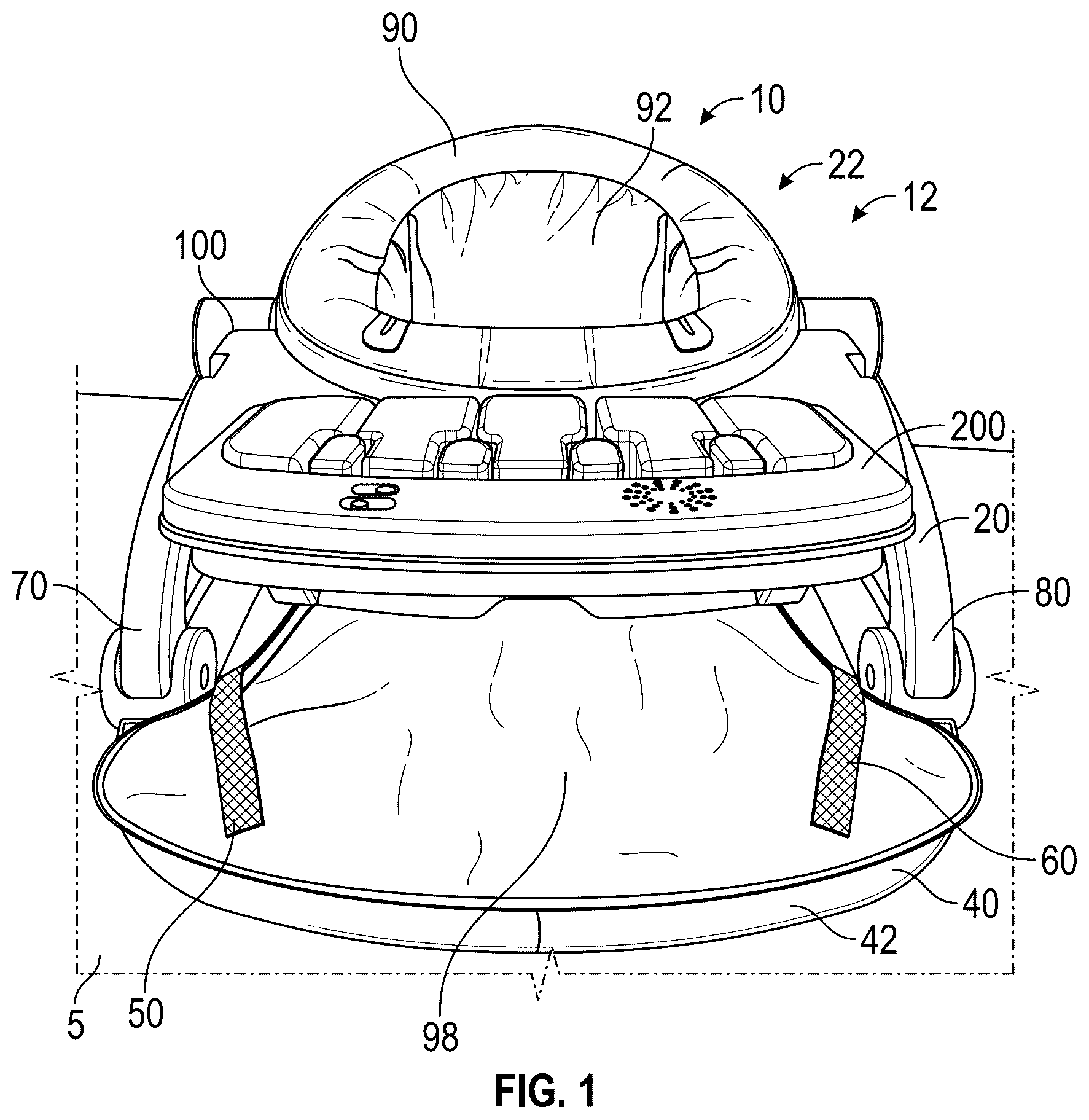 Patent US12167799 — Infant positioner with repositionable entertainment component — Figure 1
