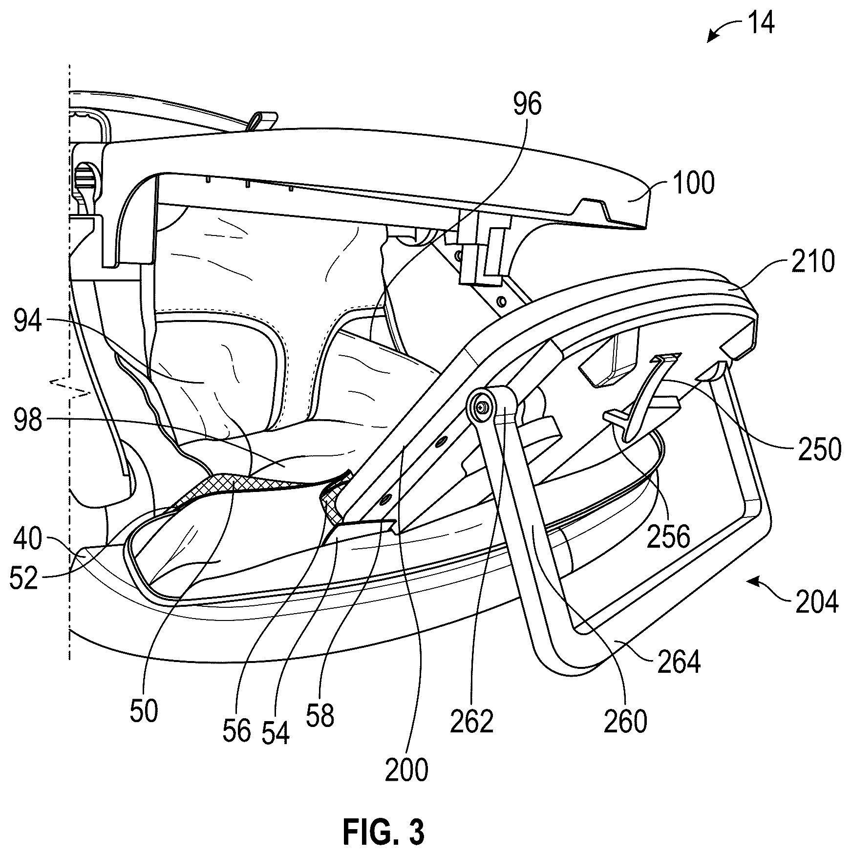 Patent US12167799 Figure 3 – Infant positioner with repositionable entertainment component