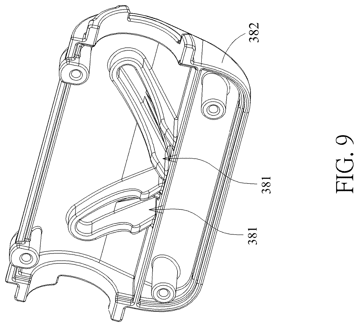 Patent US12167800 Figure 9 – Handle adjustment mechanism and child crib therewith