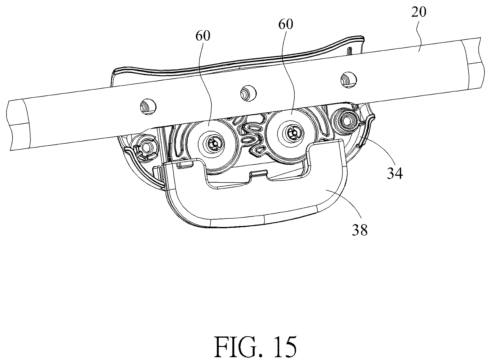 Patent US12167800 Figure 15 – Handle adjustment mechanism and child crib therewith