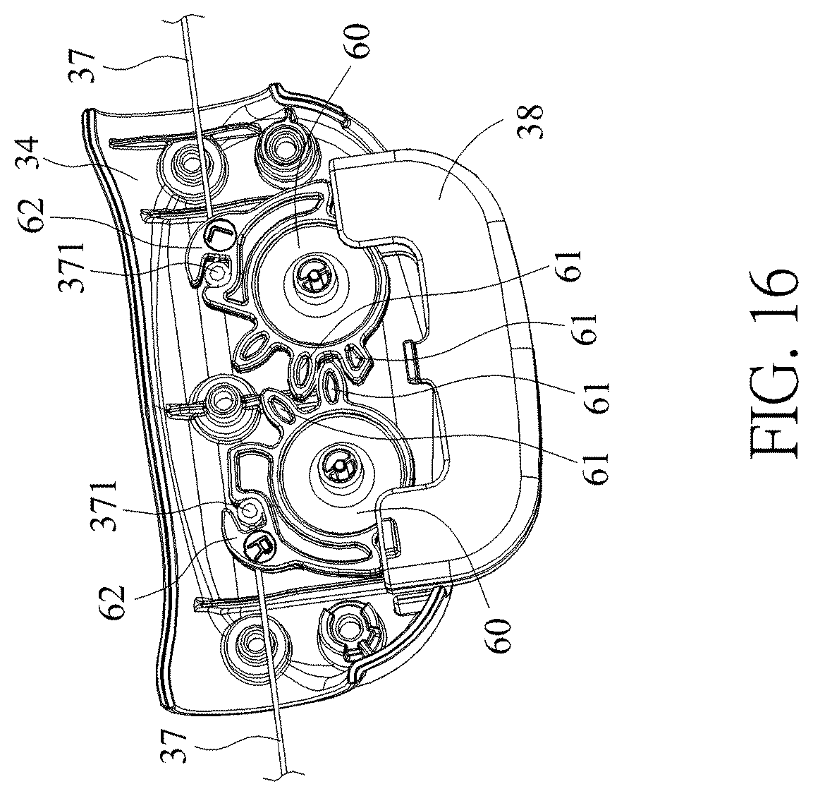 Patent US12167800 Figure 16 – Handle adjustment mechanism and child crib therewith