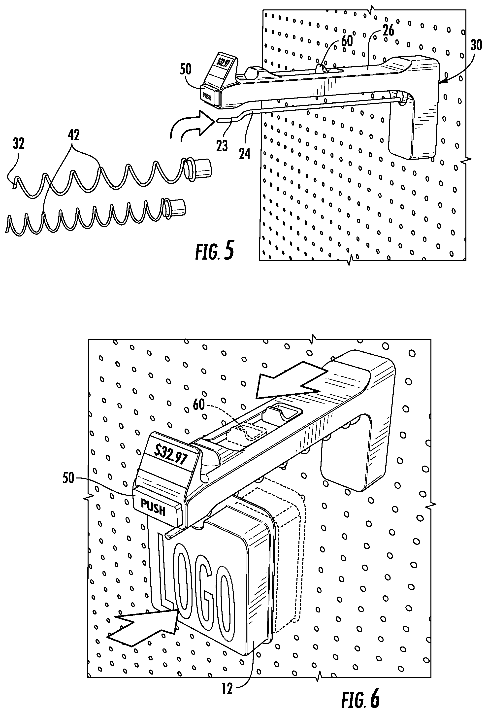 Patent US12167801 Figure 5 – Merchandise display hook including anti-sweep mechanism