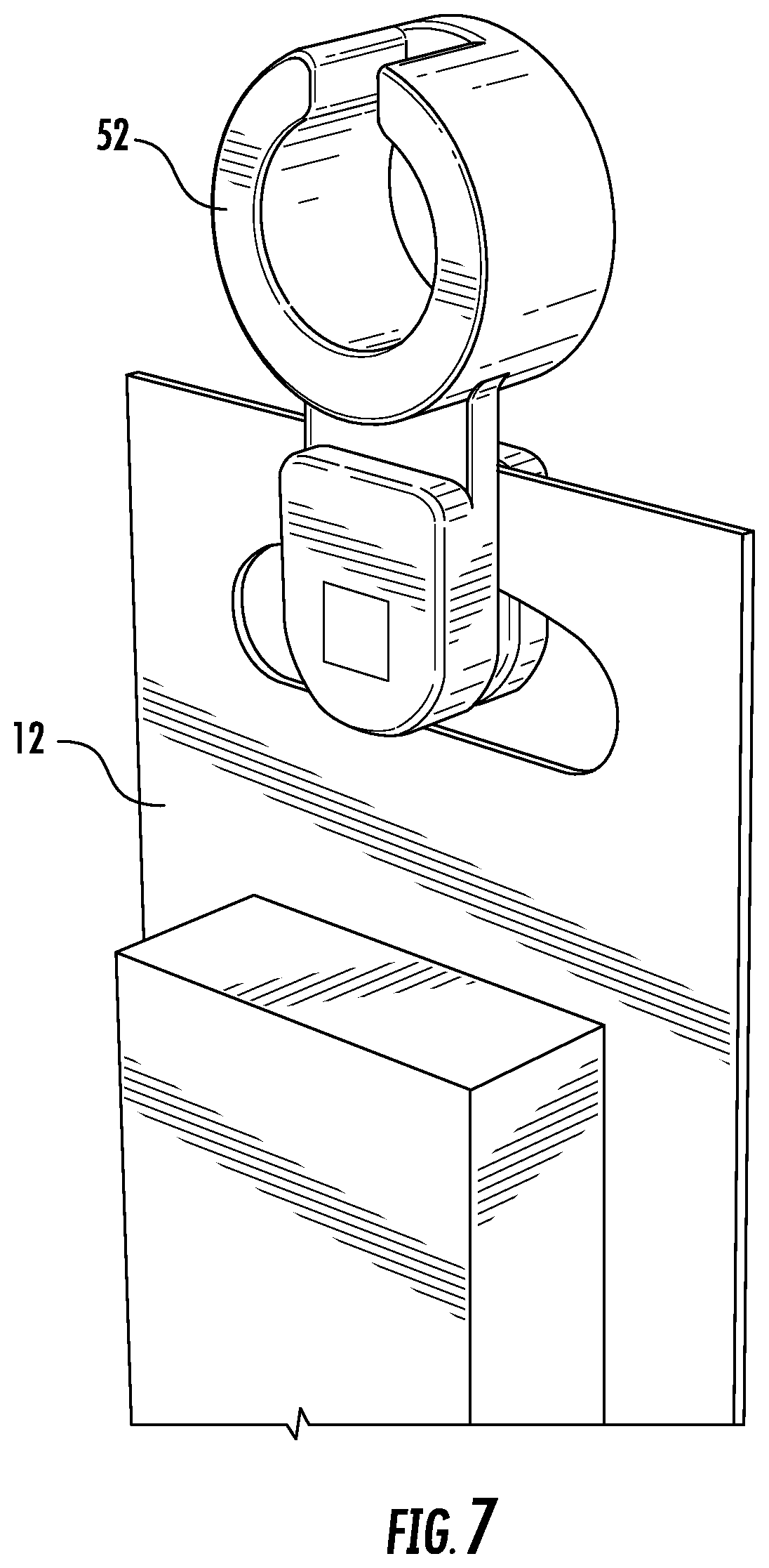 Patent US12167801 Figure 6 – Merchandise display hook including anti-sweep mechanism
