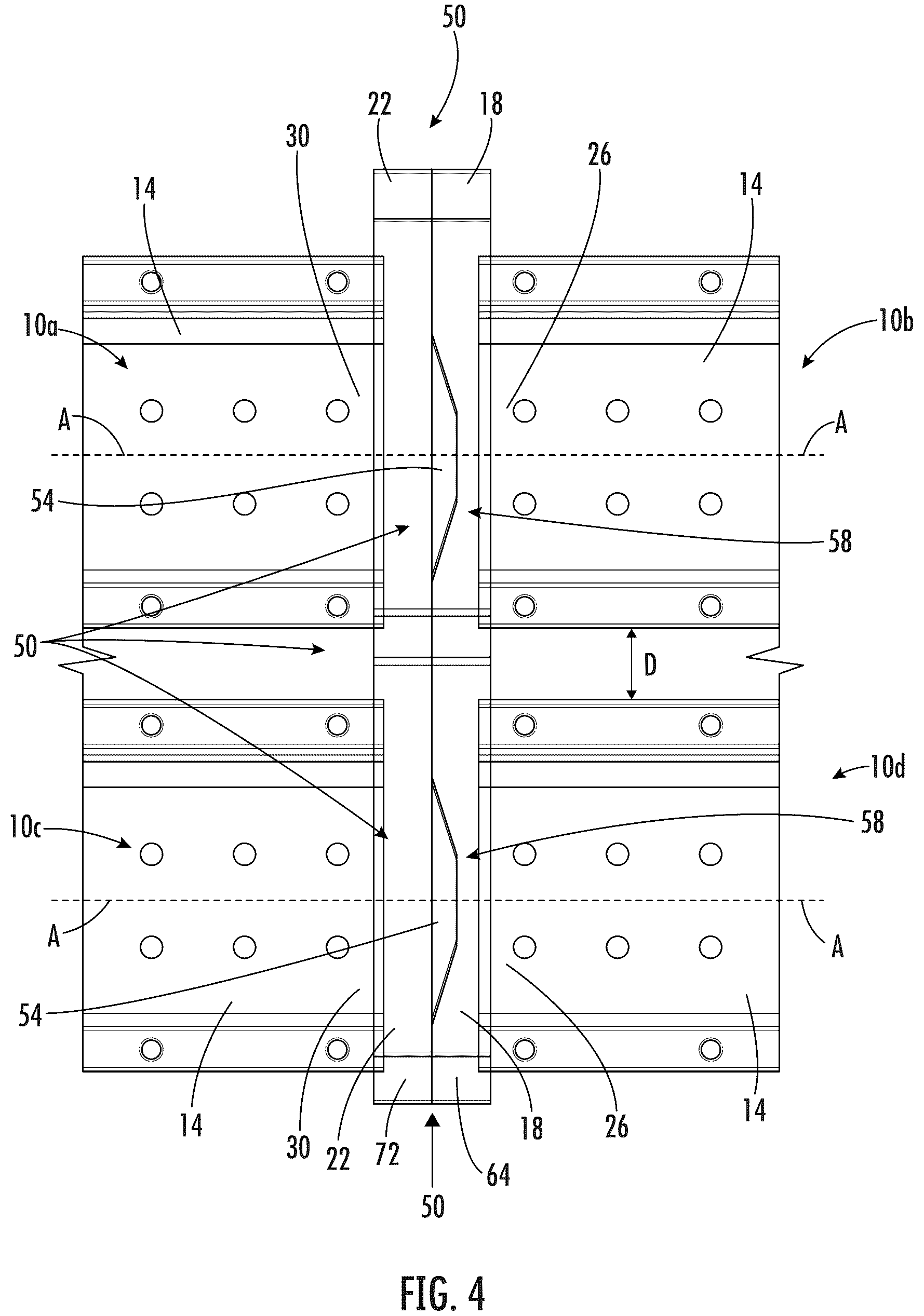 Patent US12167804 Figure 4 – Rail storage system with end caps