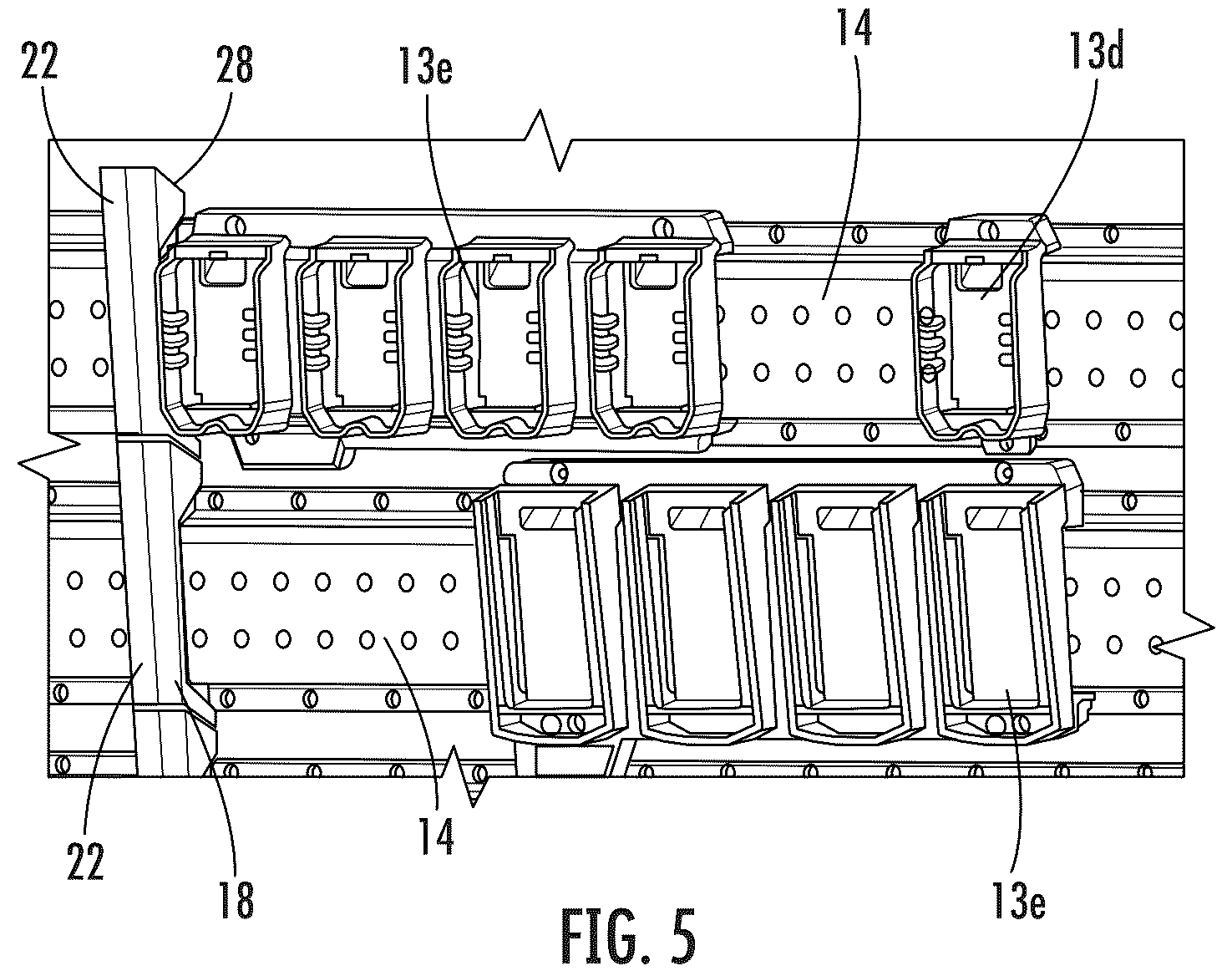Patent US12167804 Figure 5 – Rail storage system with end caps