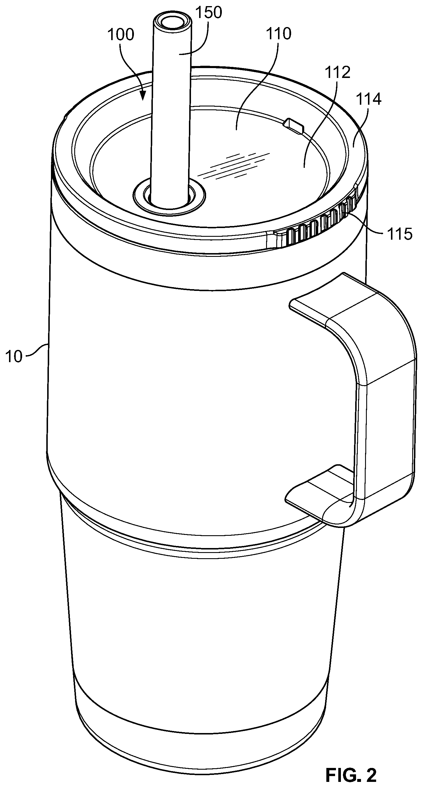 Patent US12167808 Figure 2 – Lid assembly for a beverage container