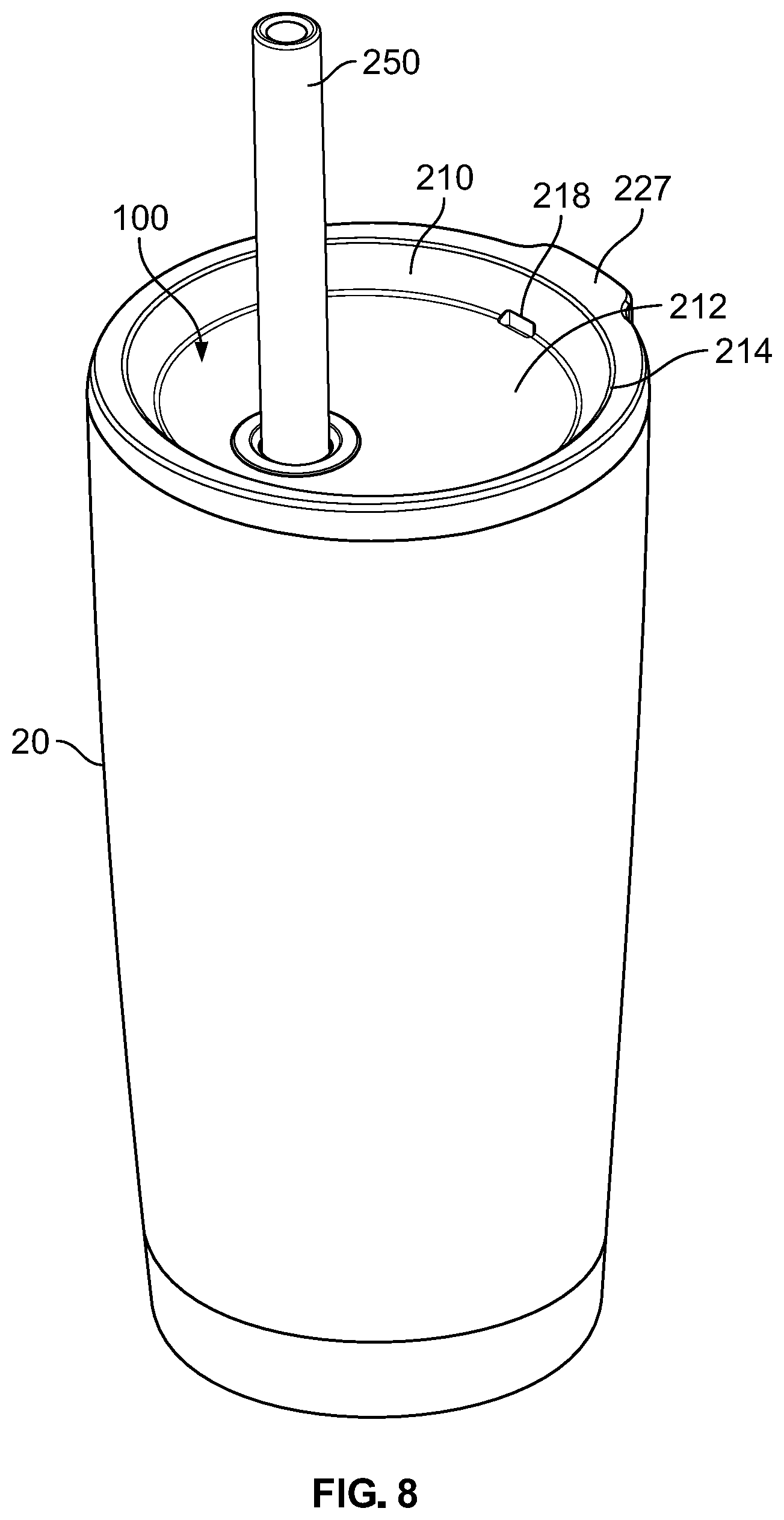 Patent US12167808 Figure 7 – Lid assembly for a beverage container