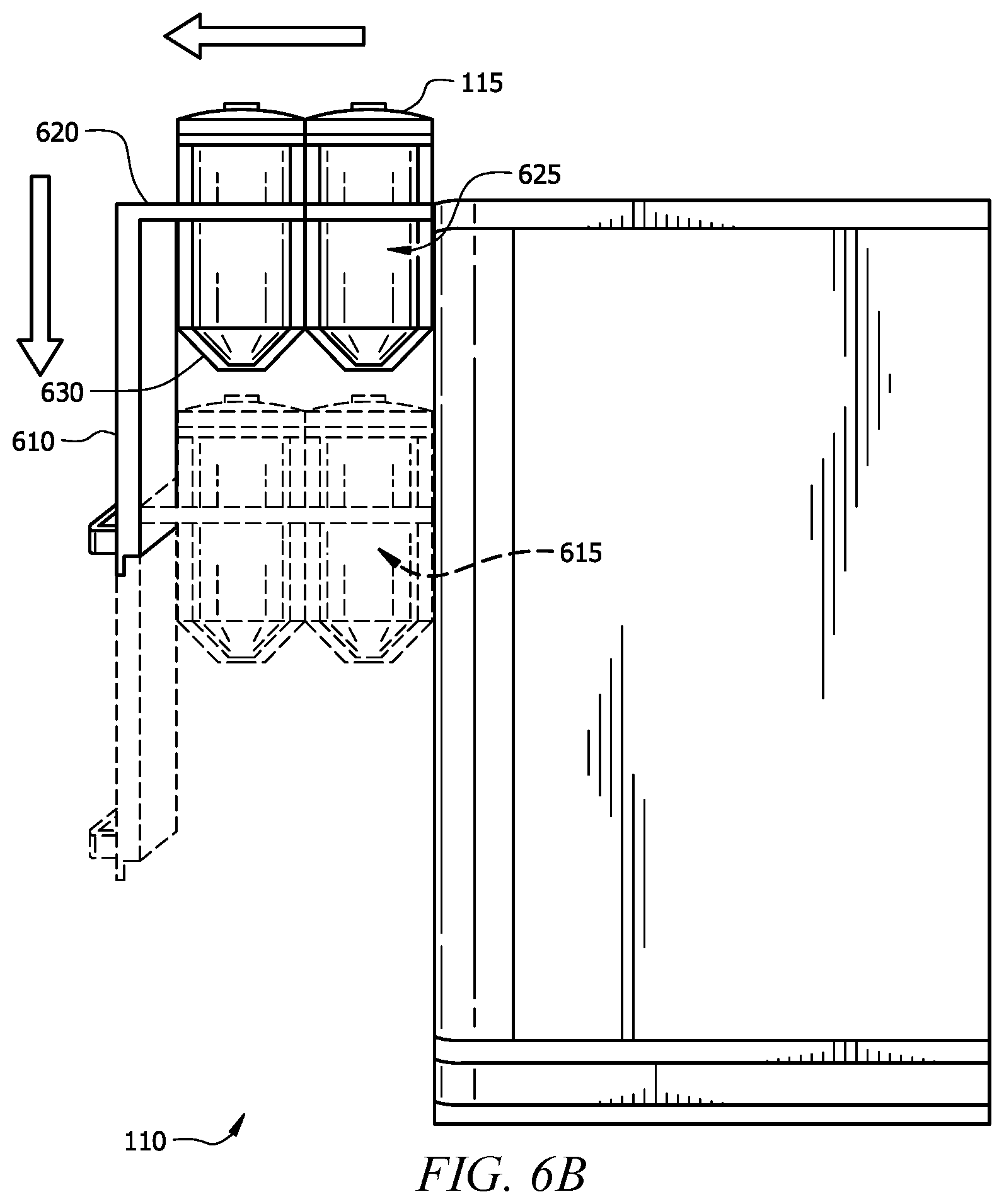 Patent US12167811 Figure 6 – Coffee machine with robotic arms and a lift traveling between platform levels