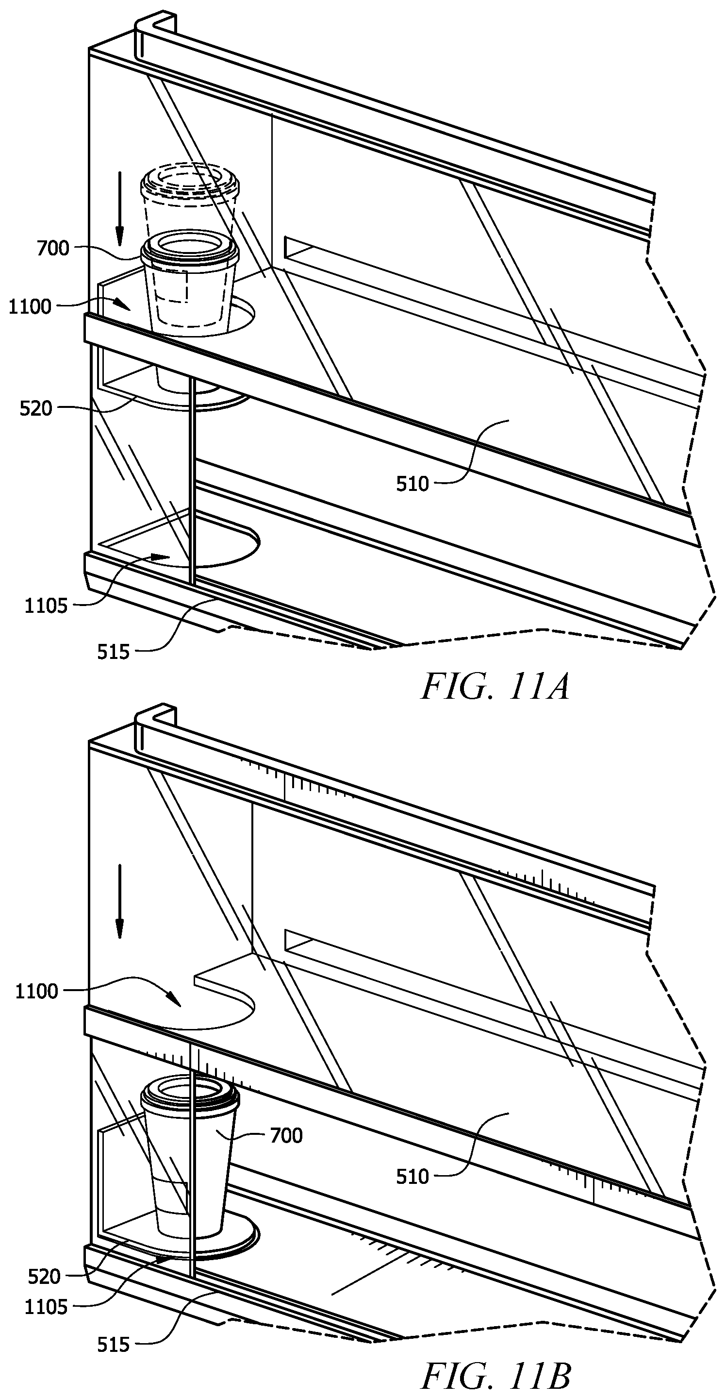 Patent US12167811 Figure 10 – Coffee machine with robotic arms and a lift traveling between platform levels