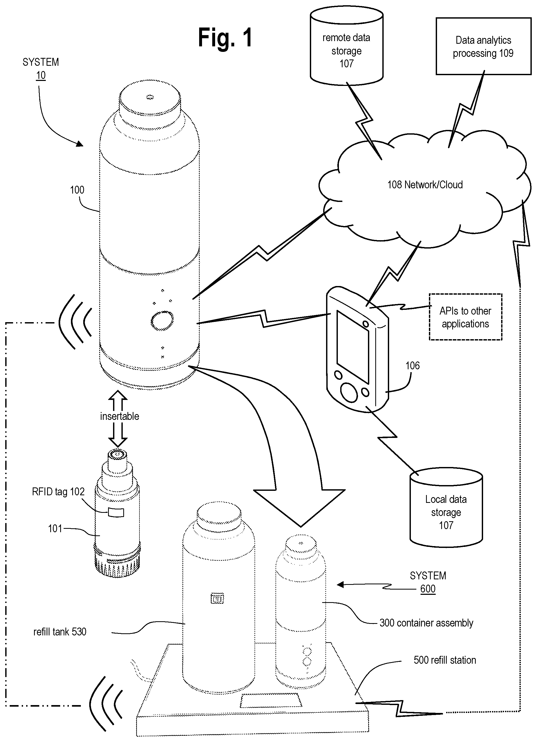 Patent US12167813 Figure 1 – Portable systems and methods for adjusting the composition of a beverage