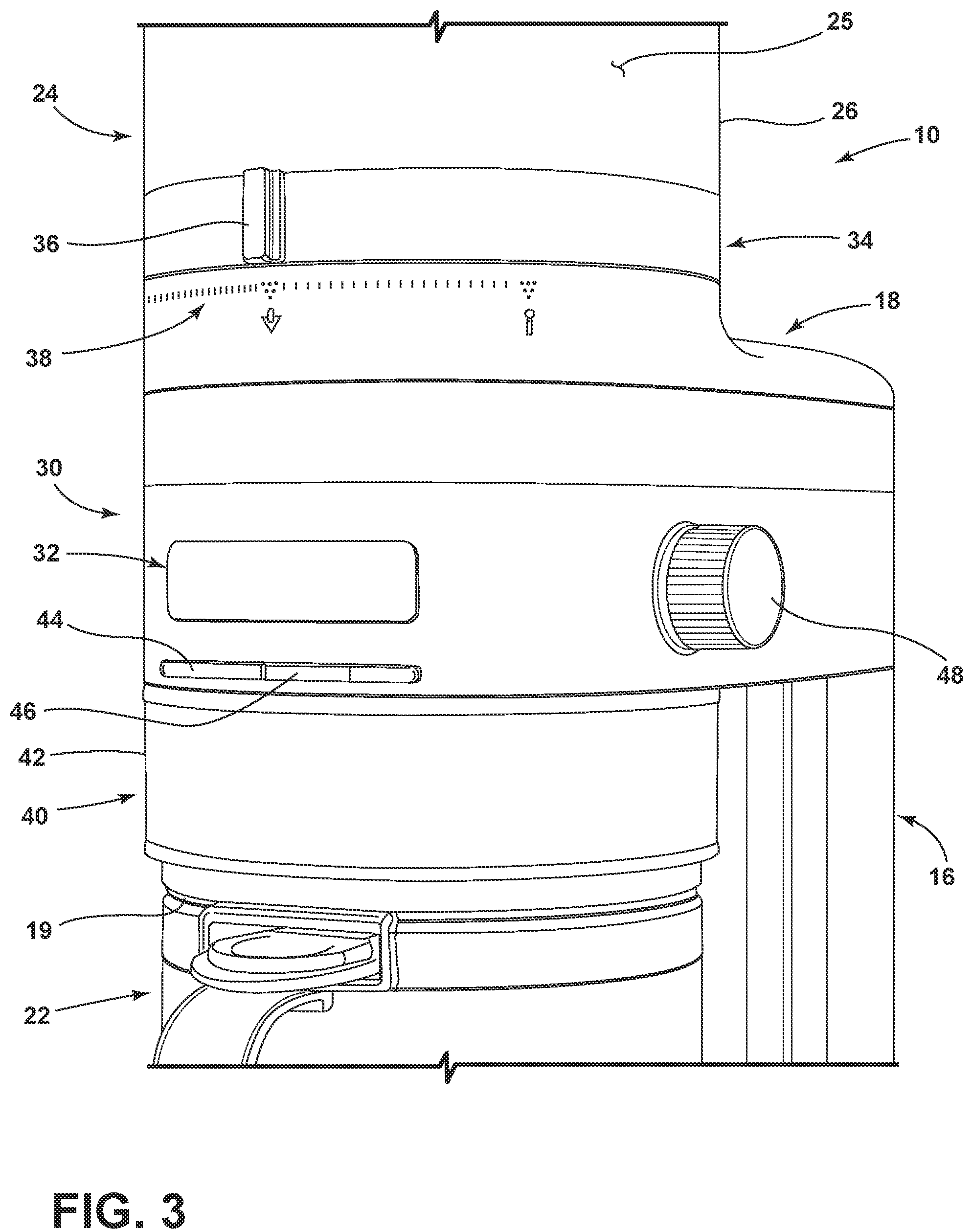 Patent US12167815 Figure 3 – Coffee grinding apparatus with portafilter holder assembly