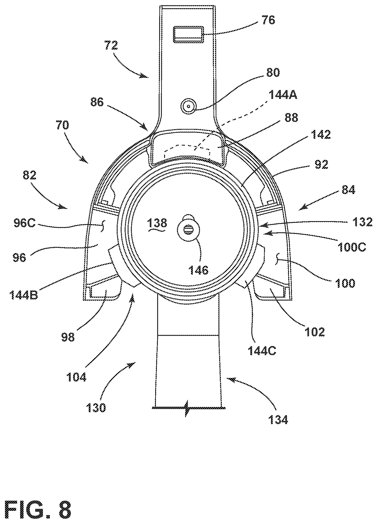 Patent US12167815 Figure 9 – Coffee grinding apparatus with portafilter holder assembly