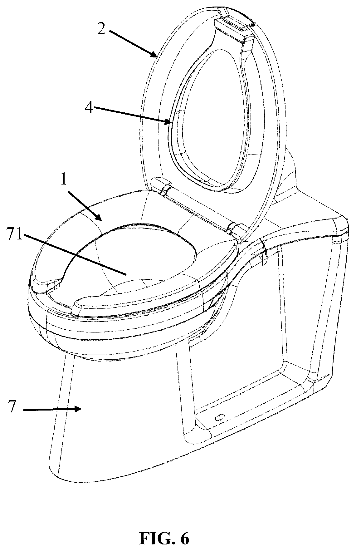 Patent US12167818 Figure 6 – Toilet cover plate and toilet