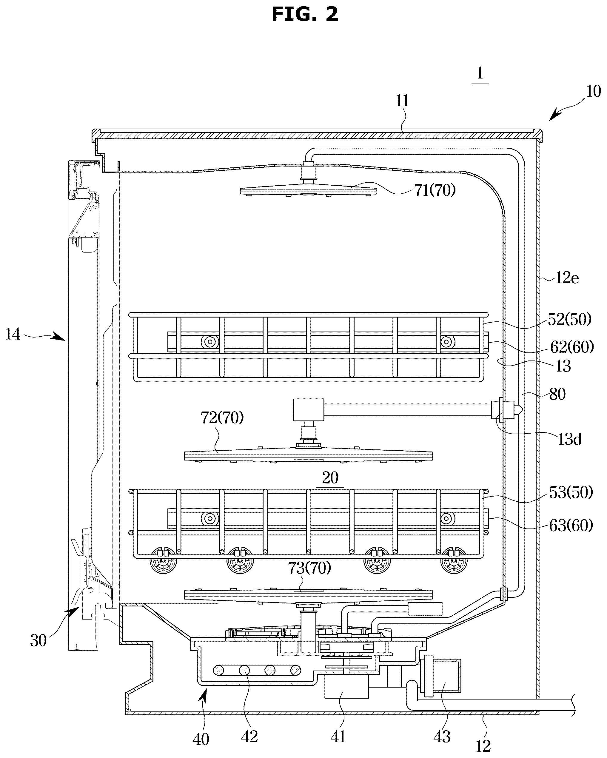 Patent US12167822 Figure 2 – Dishwasher including a drying apparatus