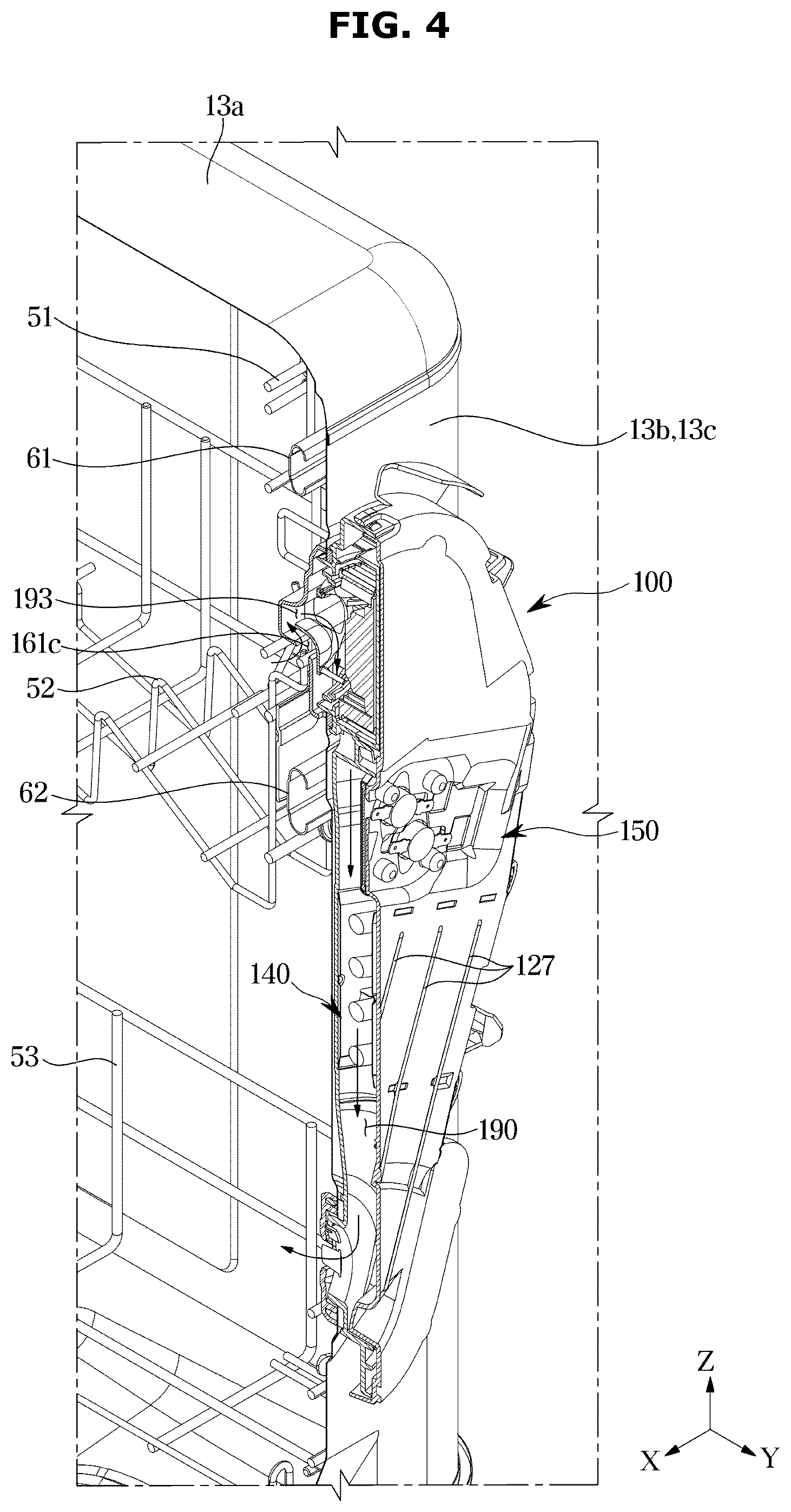 Patent US12167822 Figure 4 – Dishwasher including a drying apparatus