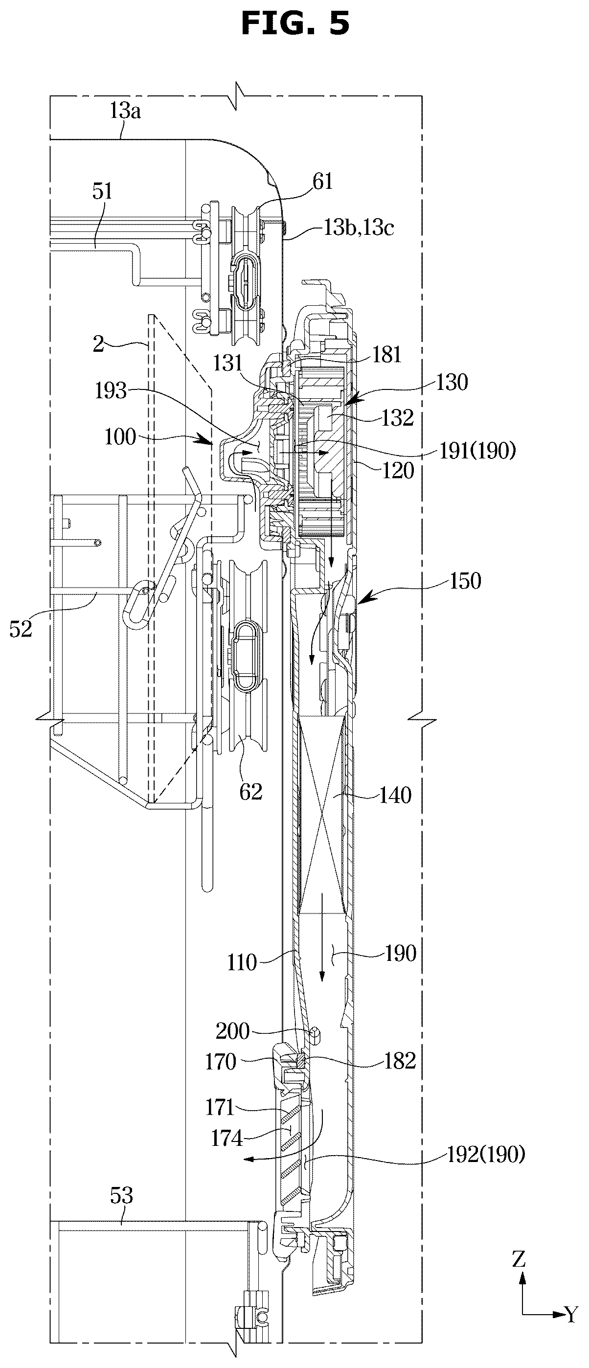 Patent US12167822 Figure 5 – Dishwasher including a drying apparatus