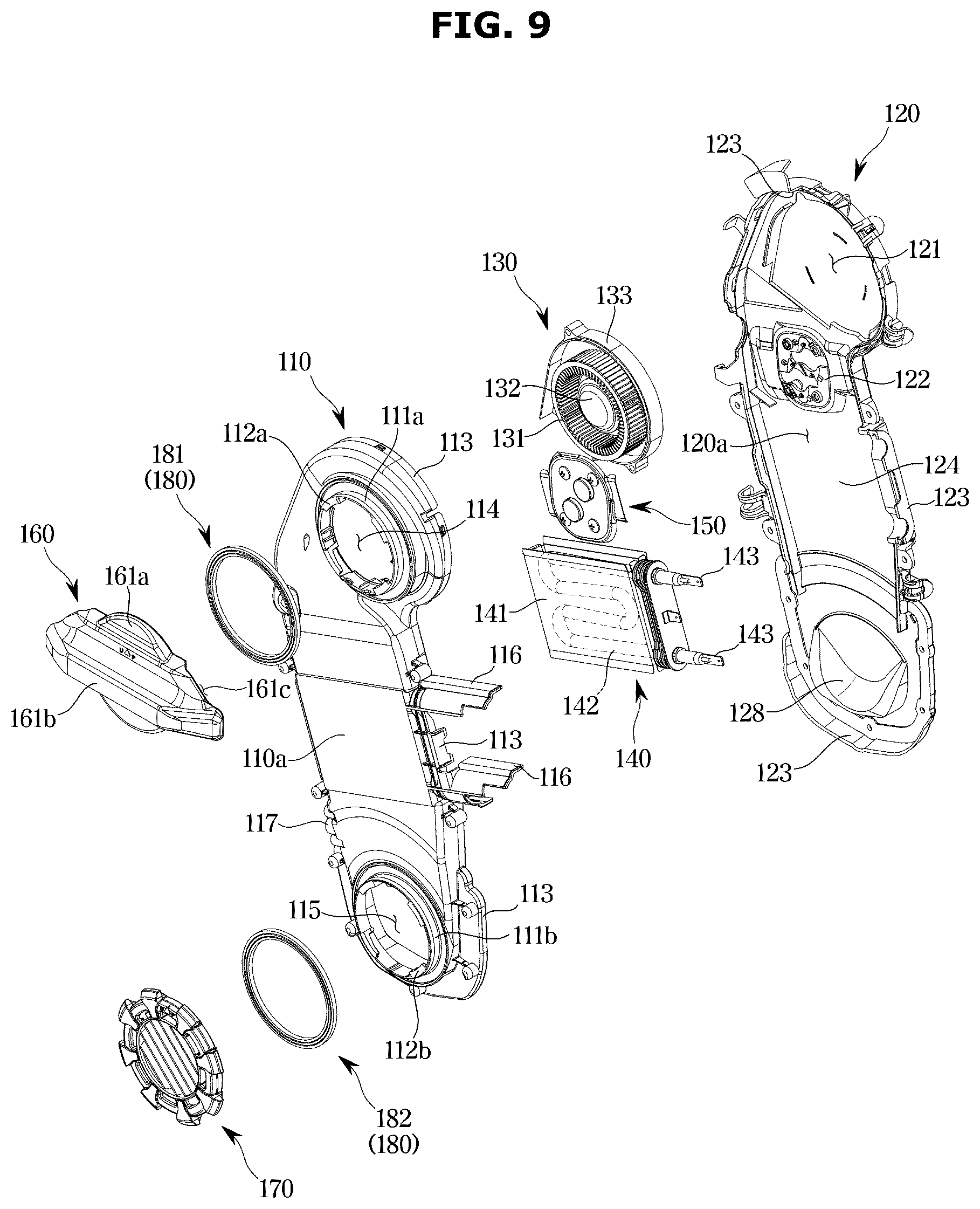 Patent US12167822 Figure 9 – Dishwasher including a drying apparatus