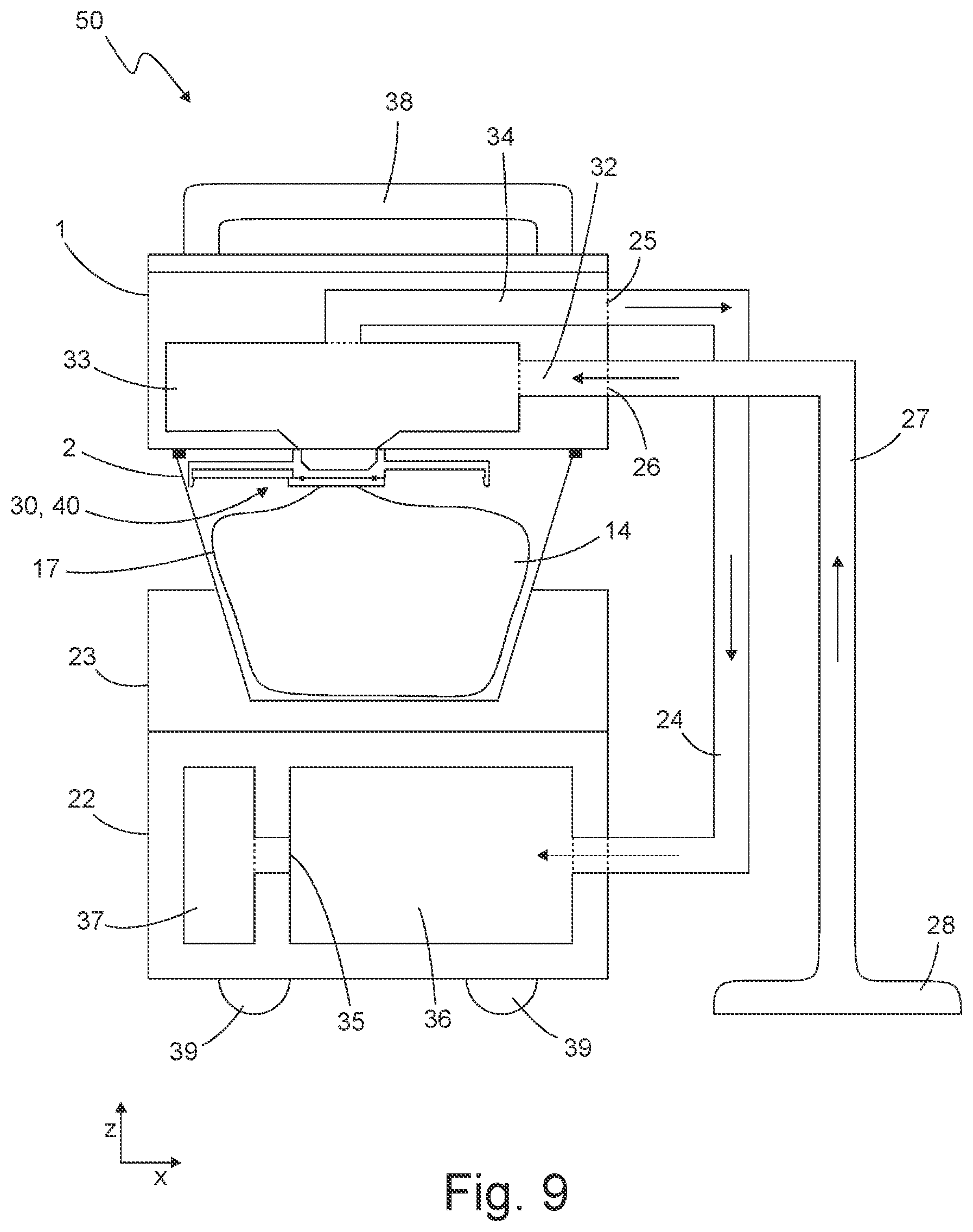Patent US12167824 Figure 4 – Particle receiving device, arrangement and method for operating an arrangement