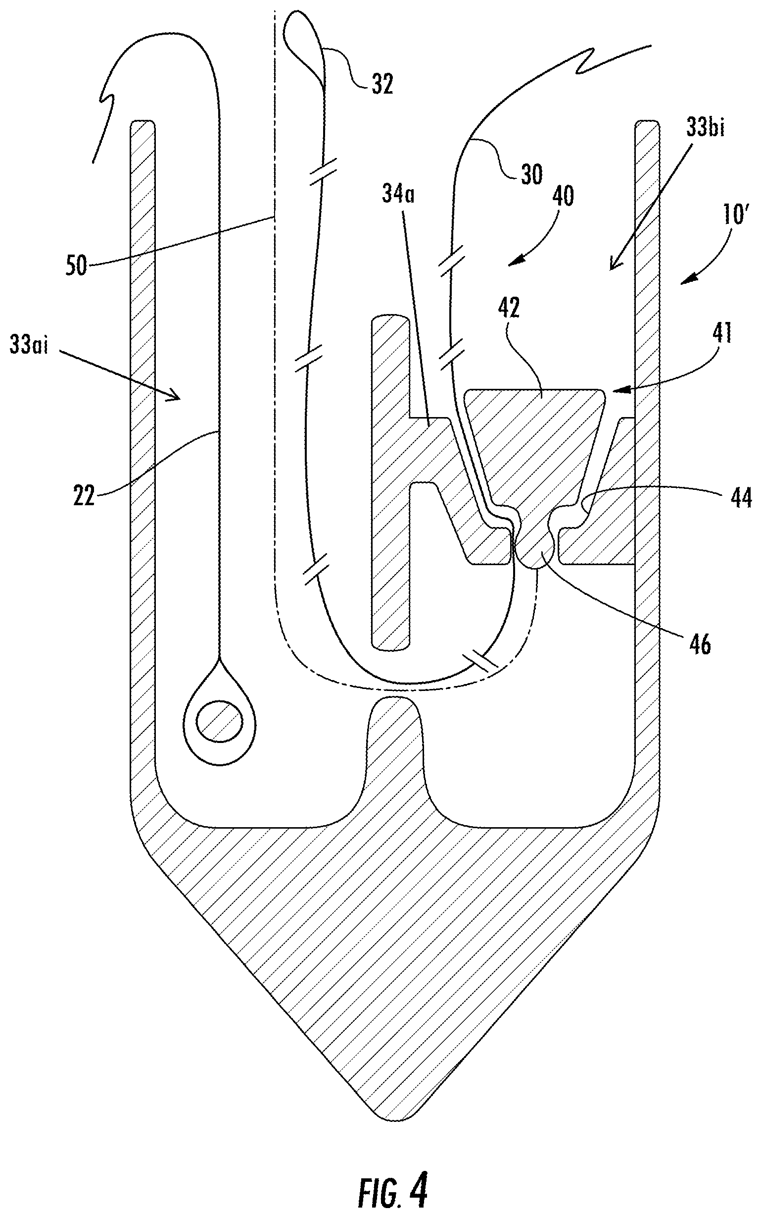 Patent US12167845 Figure 4 – Knotless suture anchor with internal suture locking mechanism