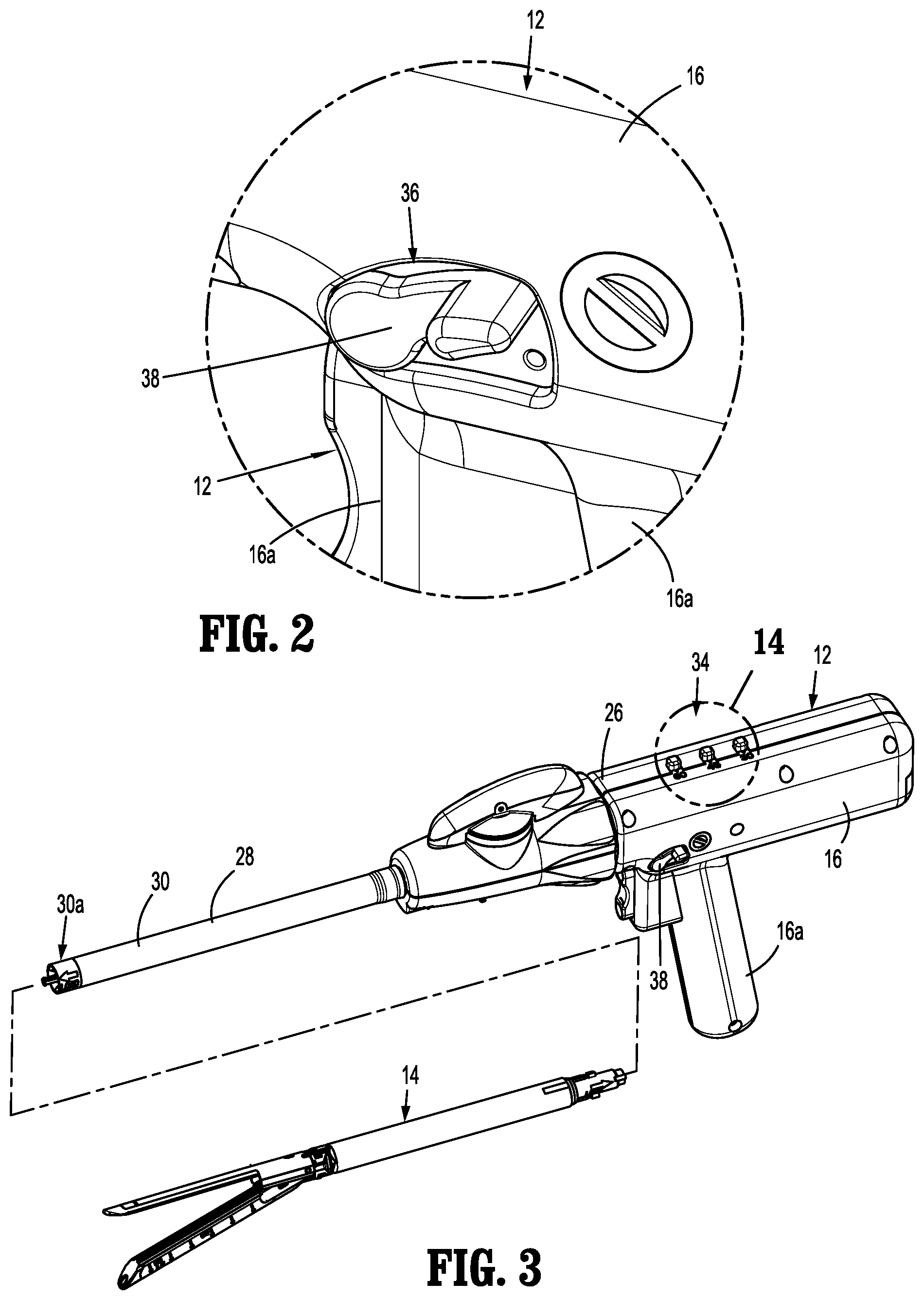 Patent US12167852 Figure 2 – Surgical stapling device with powered handle assembly
