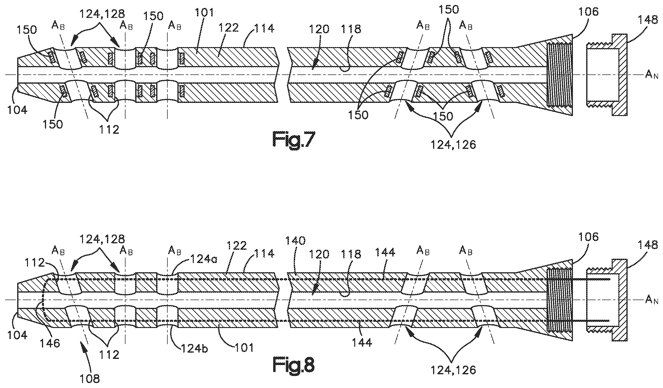 Patent US12167859 Figure 4 – Intramedullary nail with wire or magnet for targeting of a bone-anchor locking hole