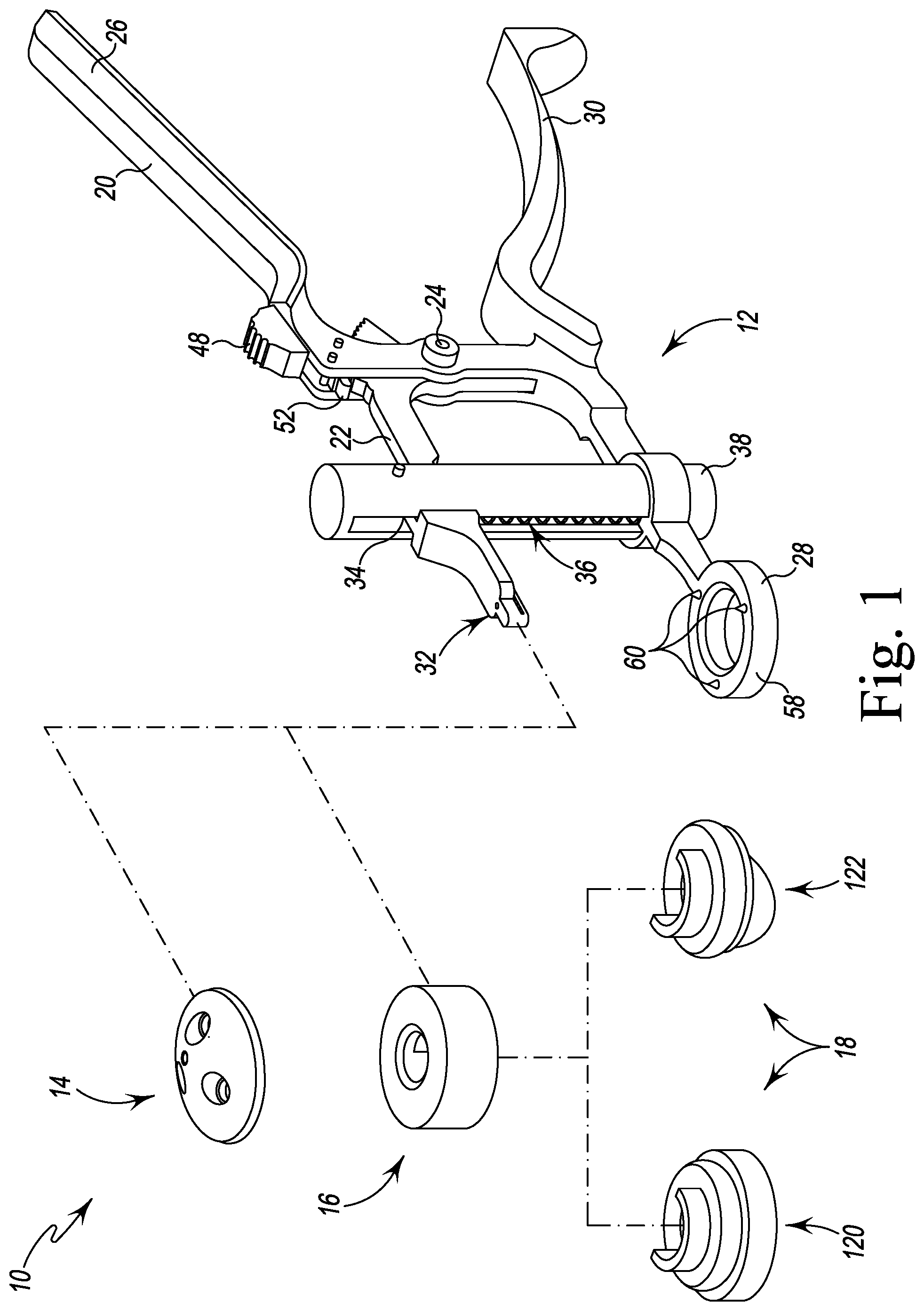 Patent US12167862 Figure 1 – Orthopaedic surgical instrument system for implanting a prosthetic patella component and method of use