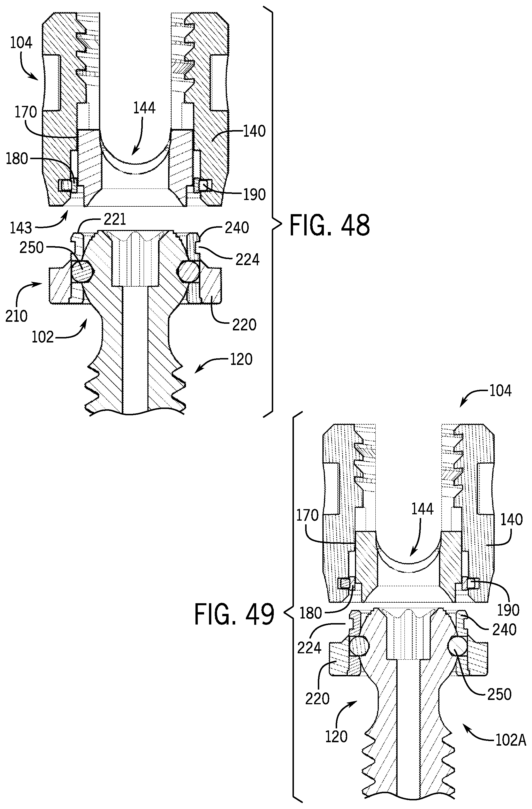 Patent US12167872 Figure 19 – Bottom loaded pivotal bone anchor assembly with locking and blocking rings and insert tool deployment