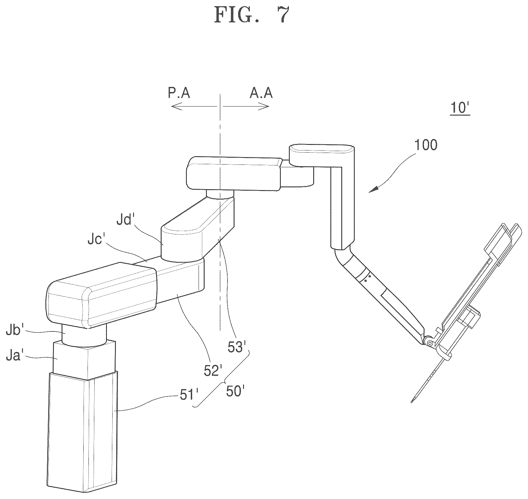Patent US12167897 Figure 7 – Robot arm structure and surgical robot manipulator including same