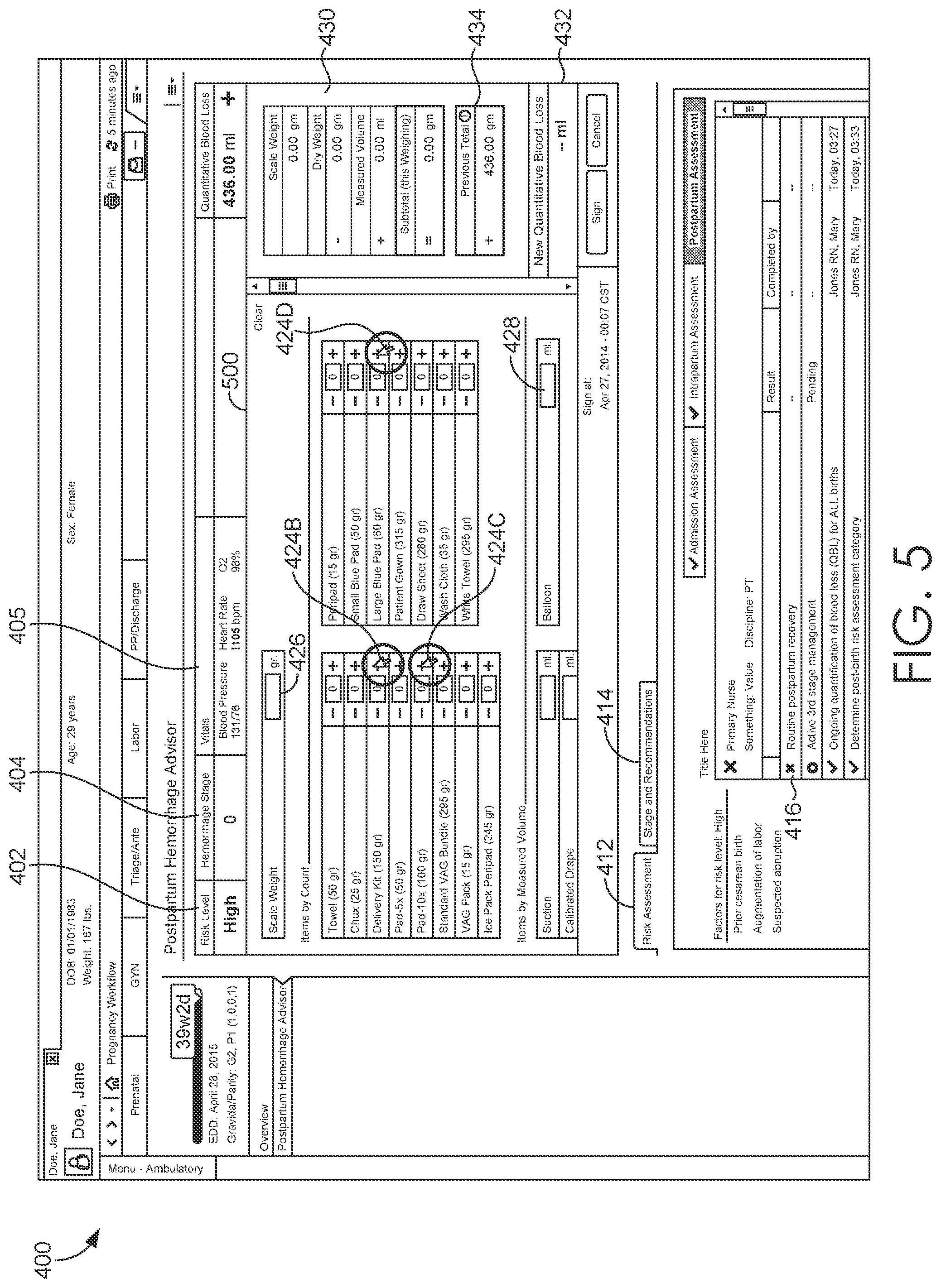 Patent US12167905 Figure 5 – Methods and system for hemorrhage-specific determinations