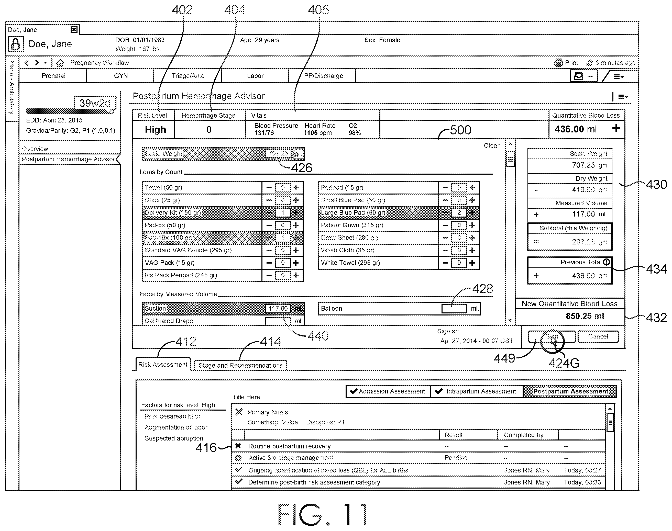 Patent US12167905 Figure 11 – Methods and system for hemorrhage-specific determinations
