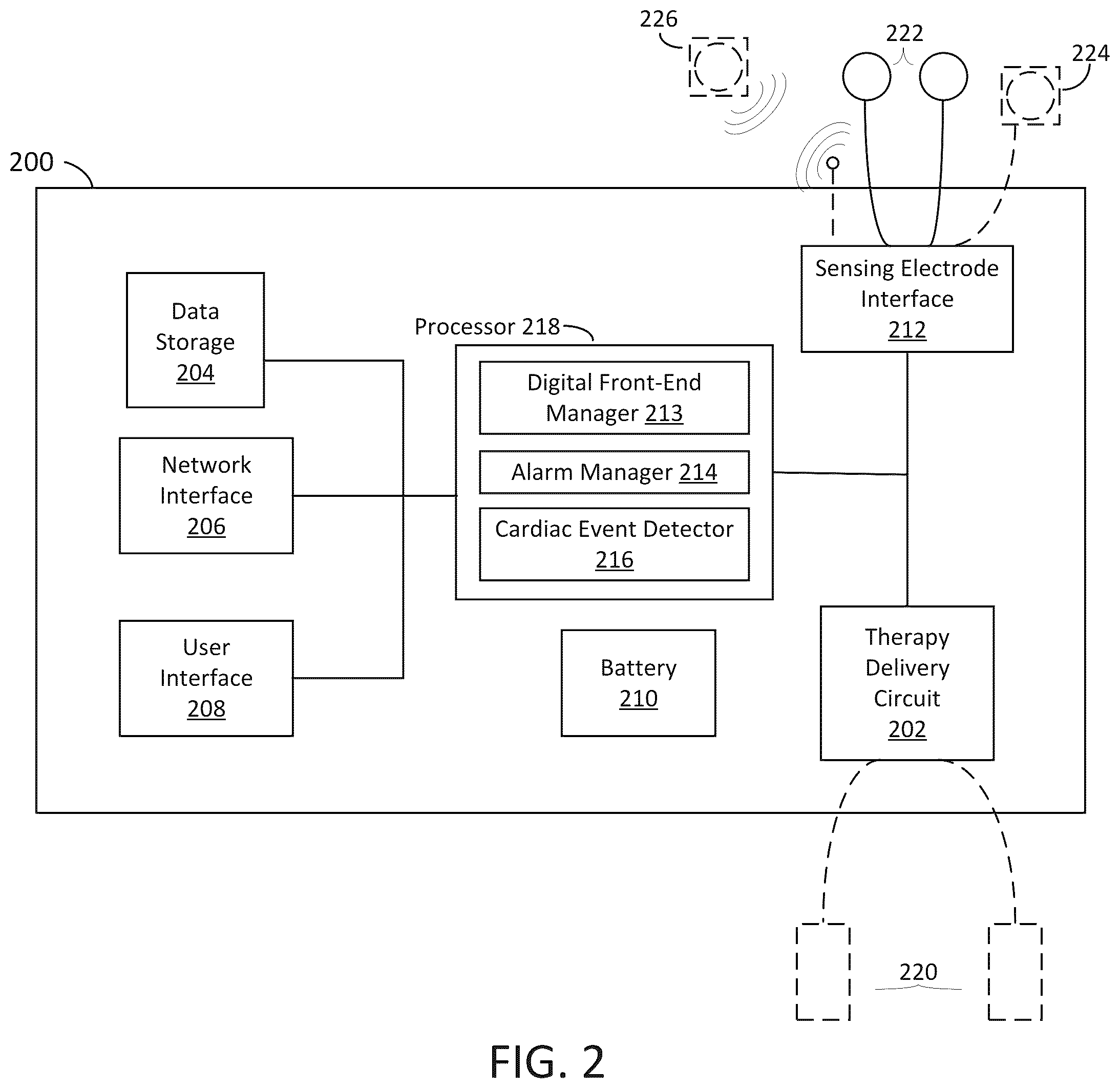 Patent US12167916 Figure 3 – Ambulatory medical device including a digital front-end