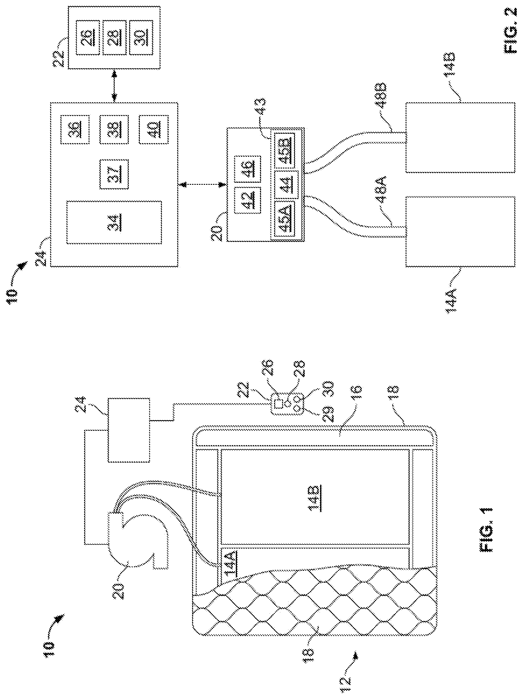 Patent US12167921 Figure 1 – Bed with user weight tracking