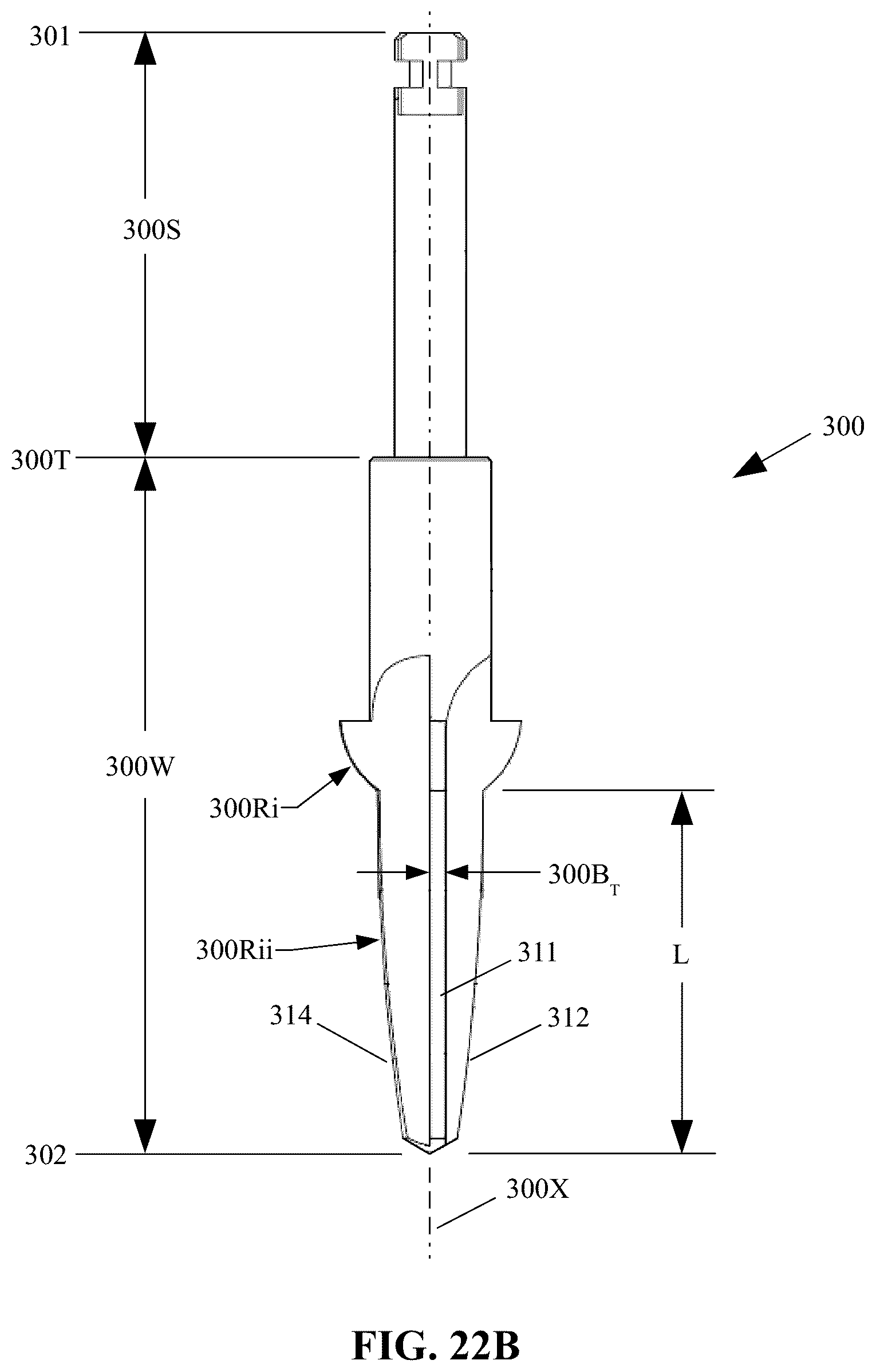 Patent US12167951 Figure 11 – Osteotomy drill bit to produce an optimally shaped jawbone opening for a dental implant and abutment