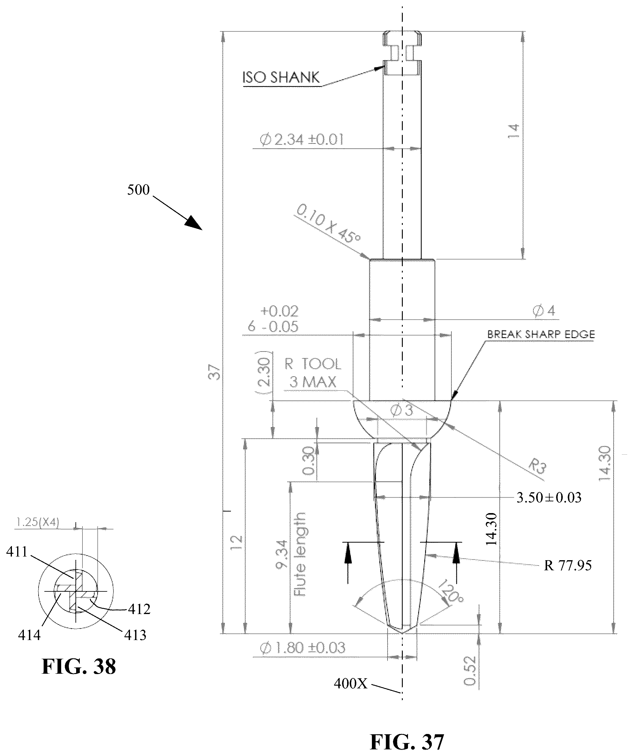 Patent US12167951 Figure 14 – Osteotomy drill bit to produce an optimally shaped jawbone opening for a dental implant and abutment