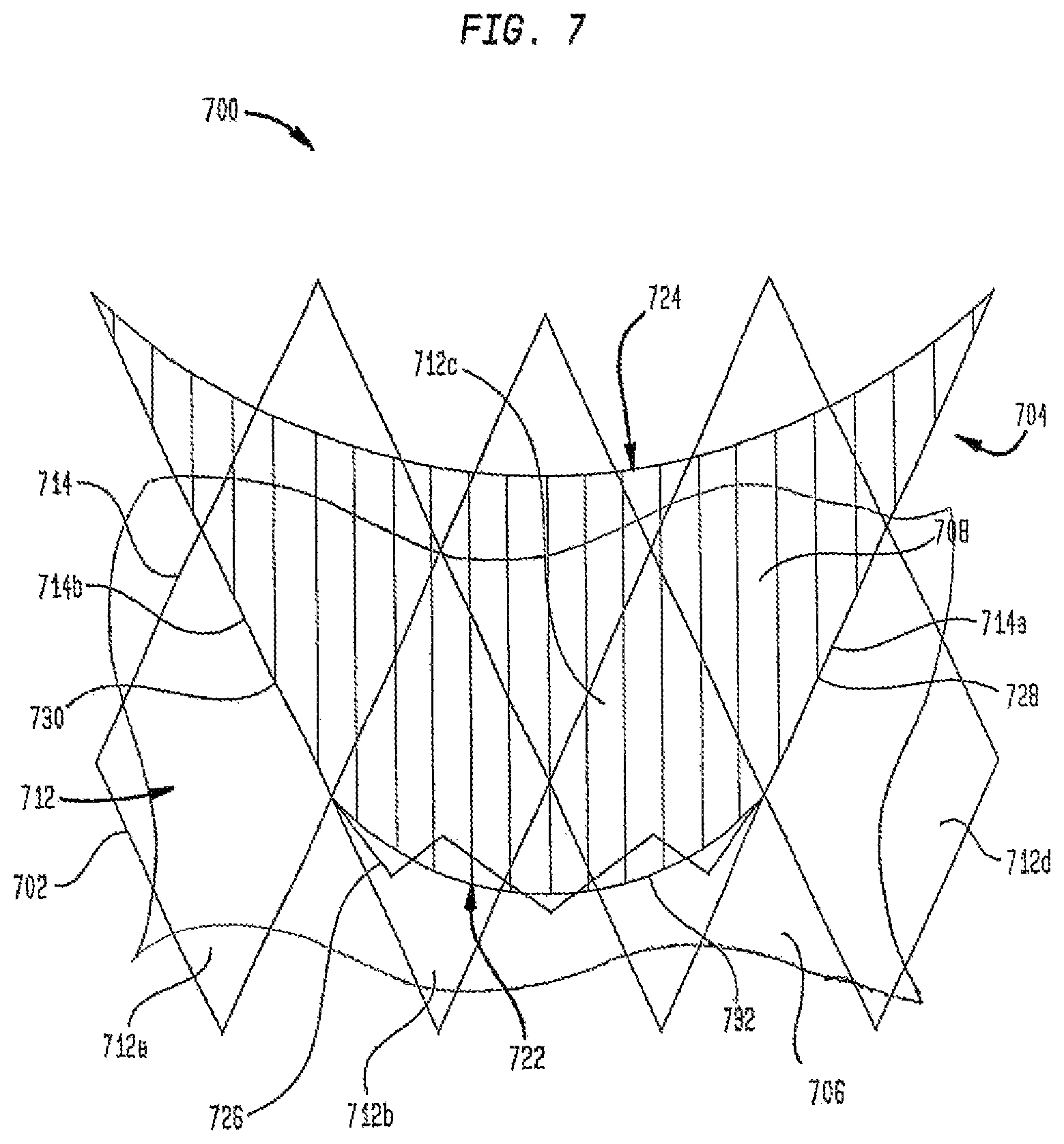 Patent US12167962 Figure 7 – Valve leaflet attachment in collapsible prosthetic valves