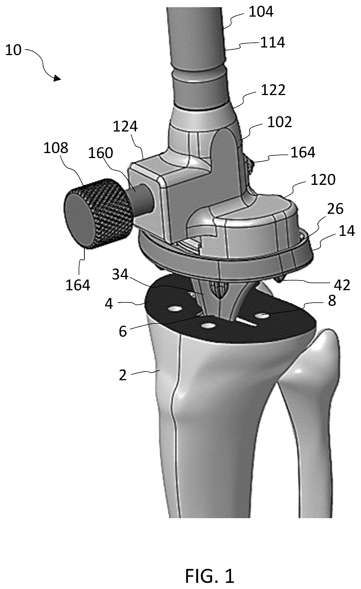Patent US12167972 Figure 1 – Tibial tray inserter