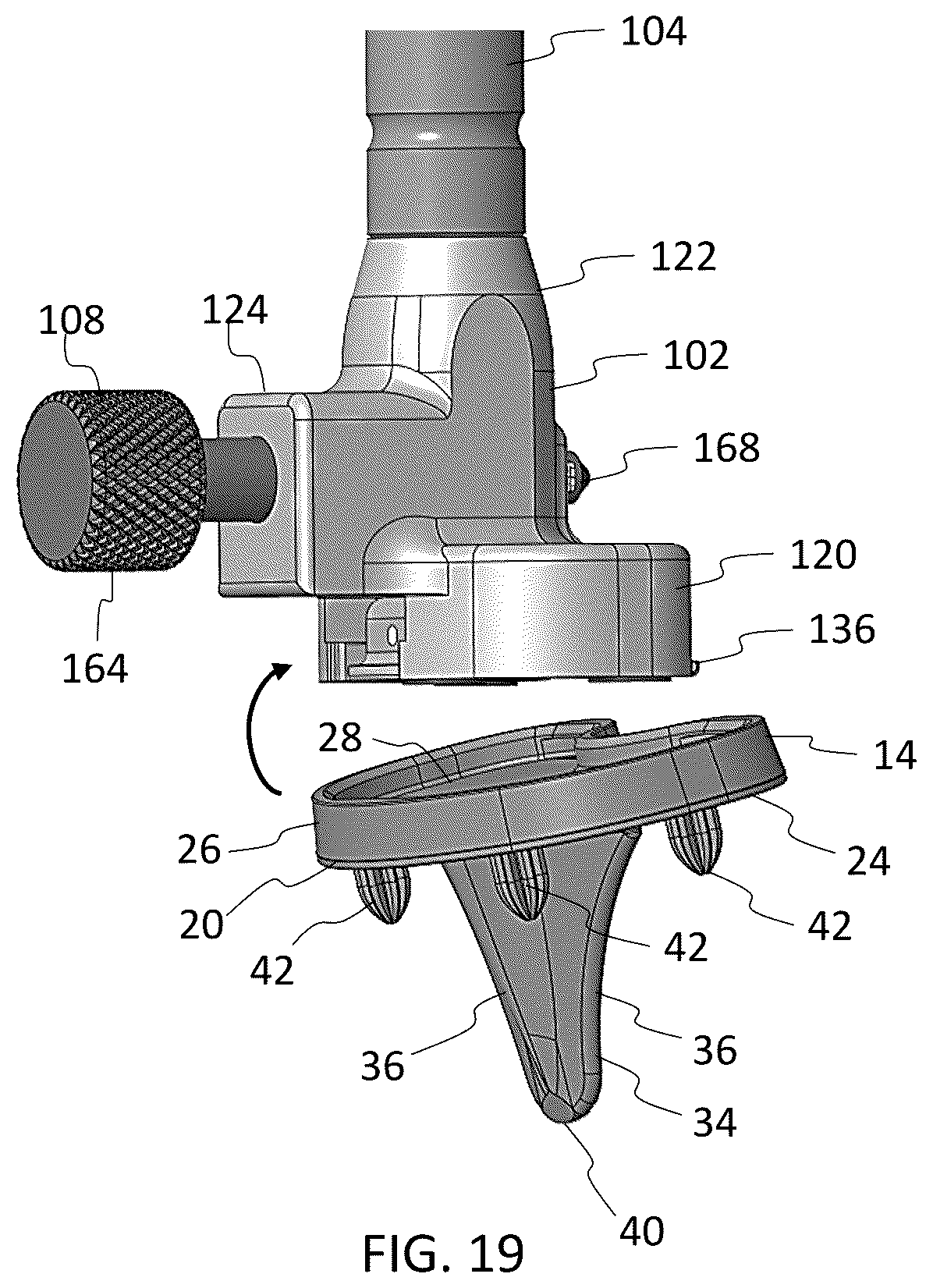 Patent US12167972 Figure 12 – Tibial tray inserter