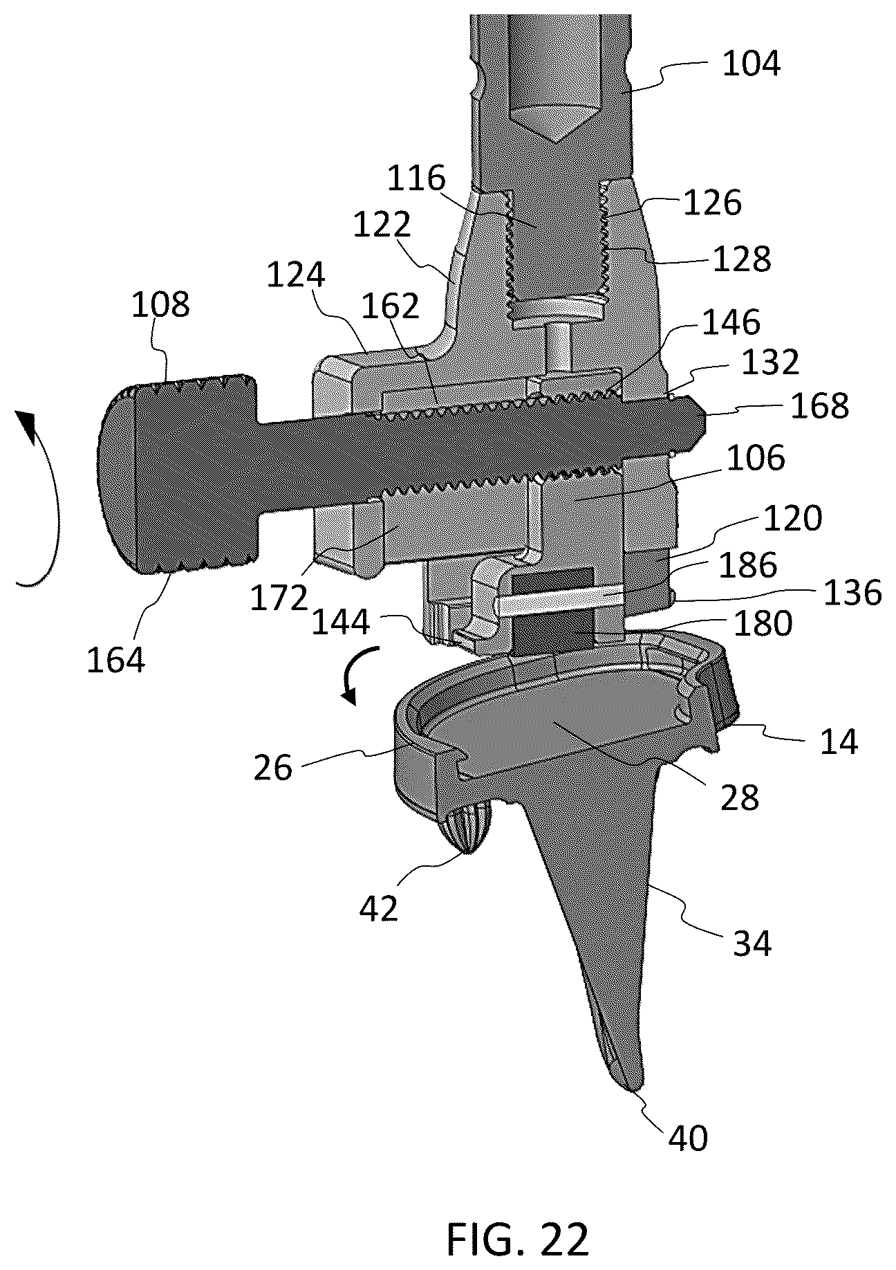 Patent US12167972 Figure 14 – Tibial tray inserter