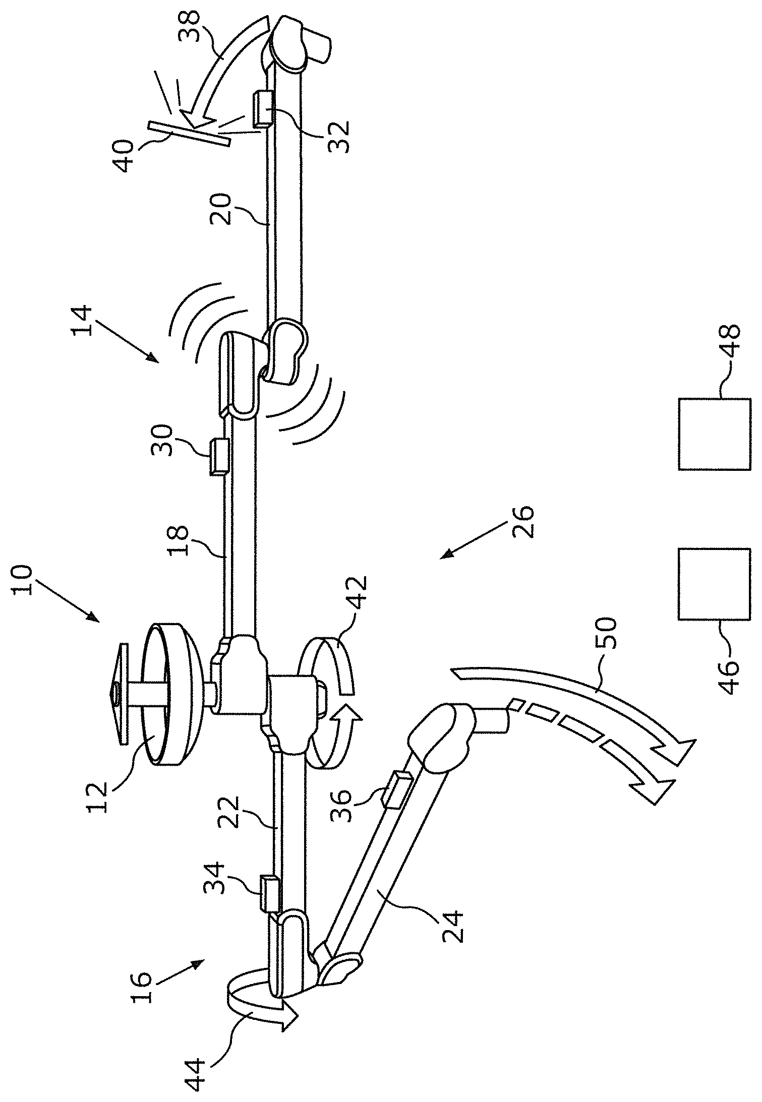 Patent US12167983 Figure 1 – Supporting arm system for a medical device, method for operating a support arm system for a medical device, method for operating a support arm system, and method for designing a support arm system