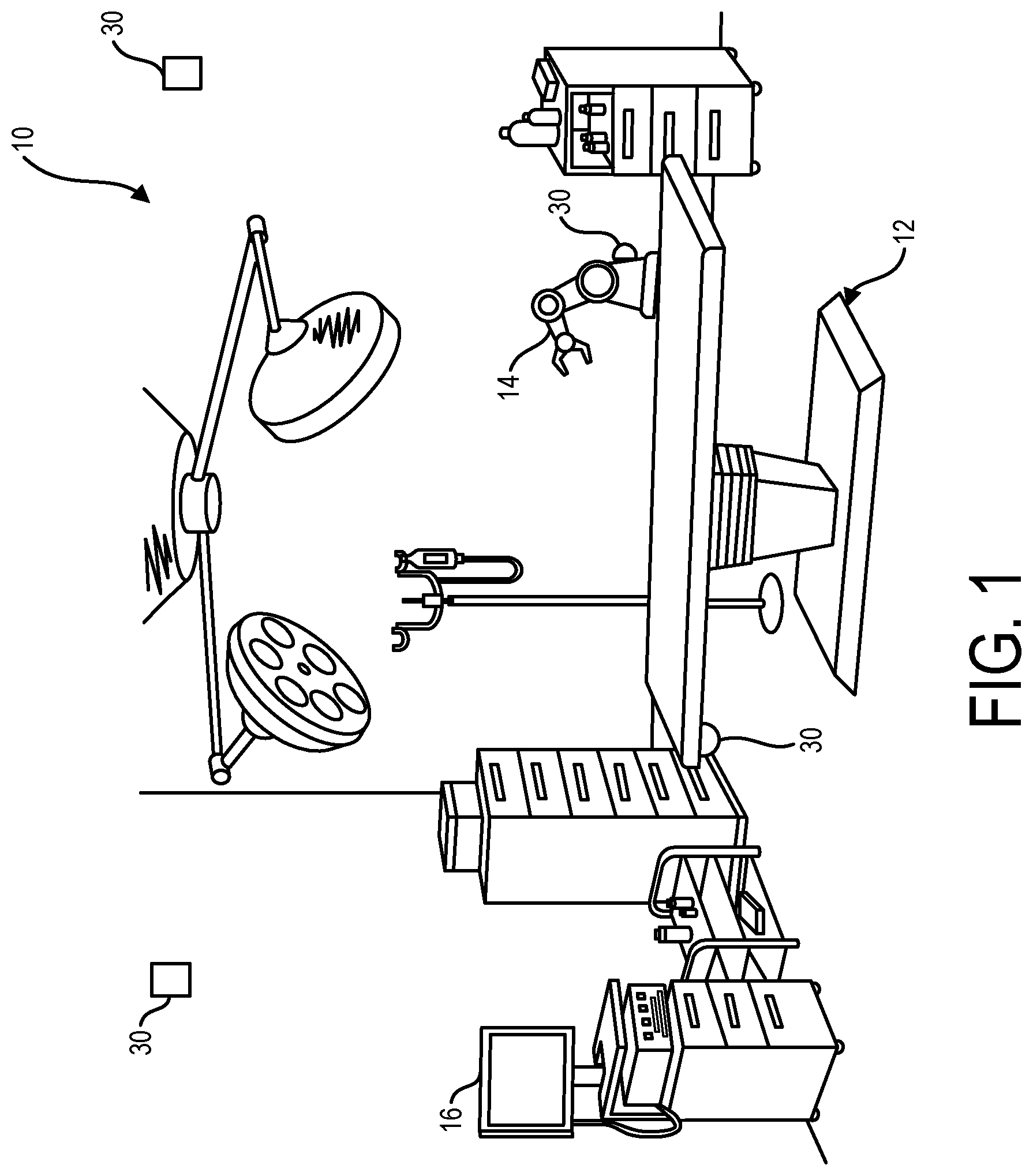 Patent US12167984 Figure 1 – Robotic systems, operating room systems, insulated conductor including biologically active material, microplastic filter, and combinations thereof