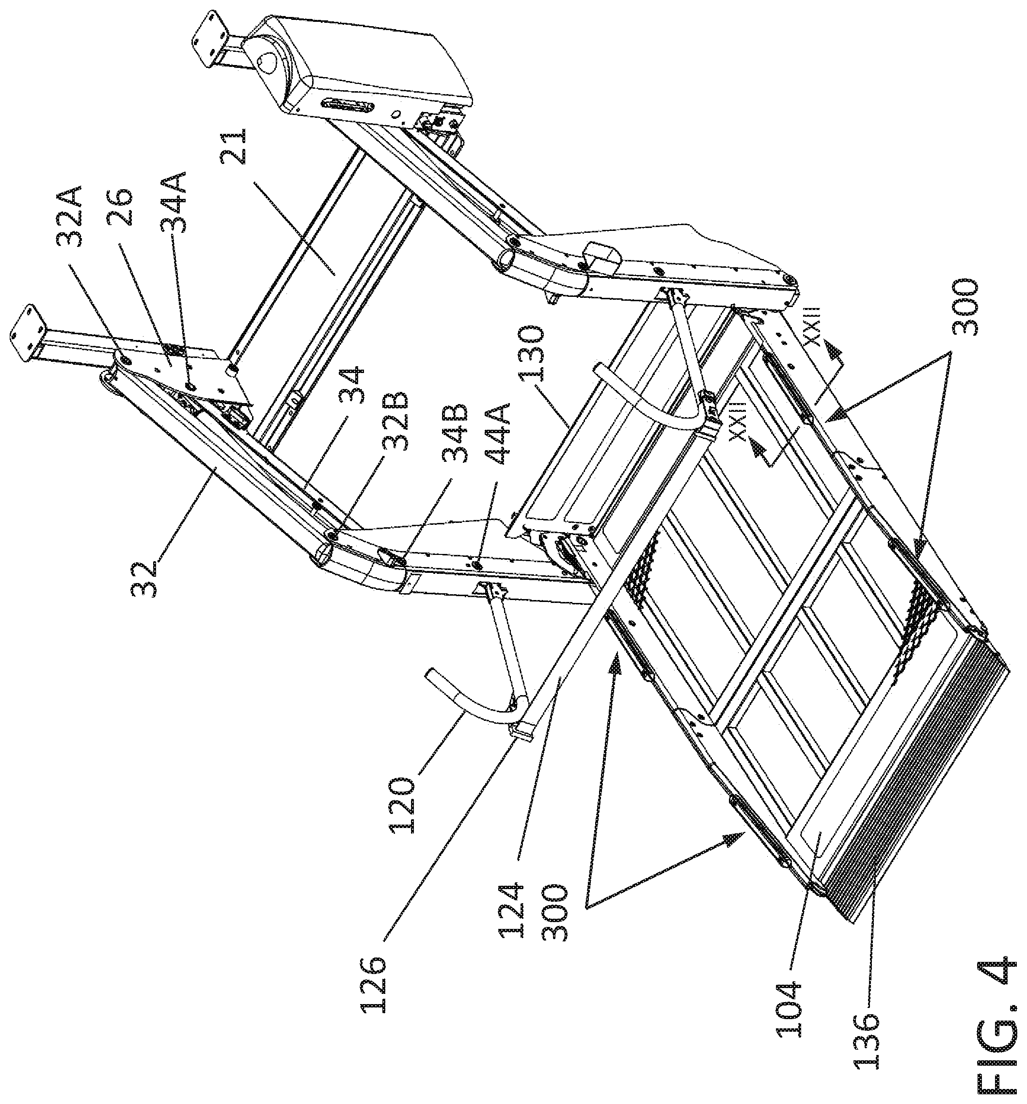 Patent US12167986 Figure 4 – Platform lift with enhanced occupant sensing, platform lifting and locking
