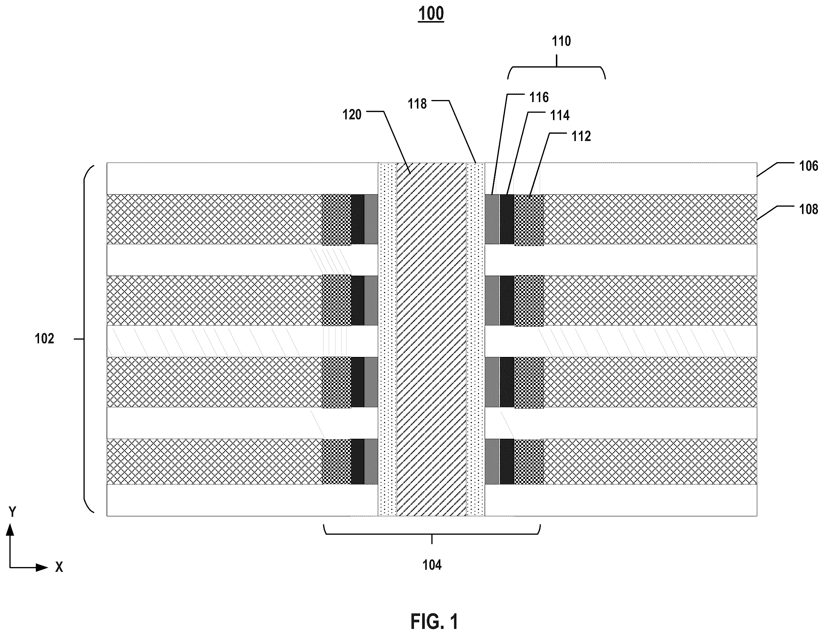 Patent US12171098 Figure 1 – Three-dimensional memory device with improved charge lateral migration and method for forming the same