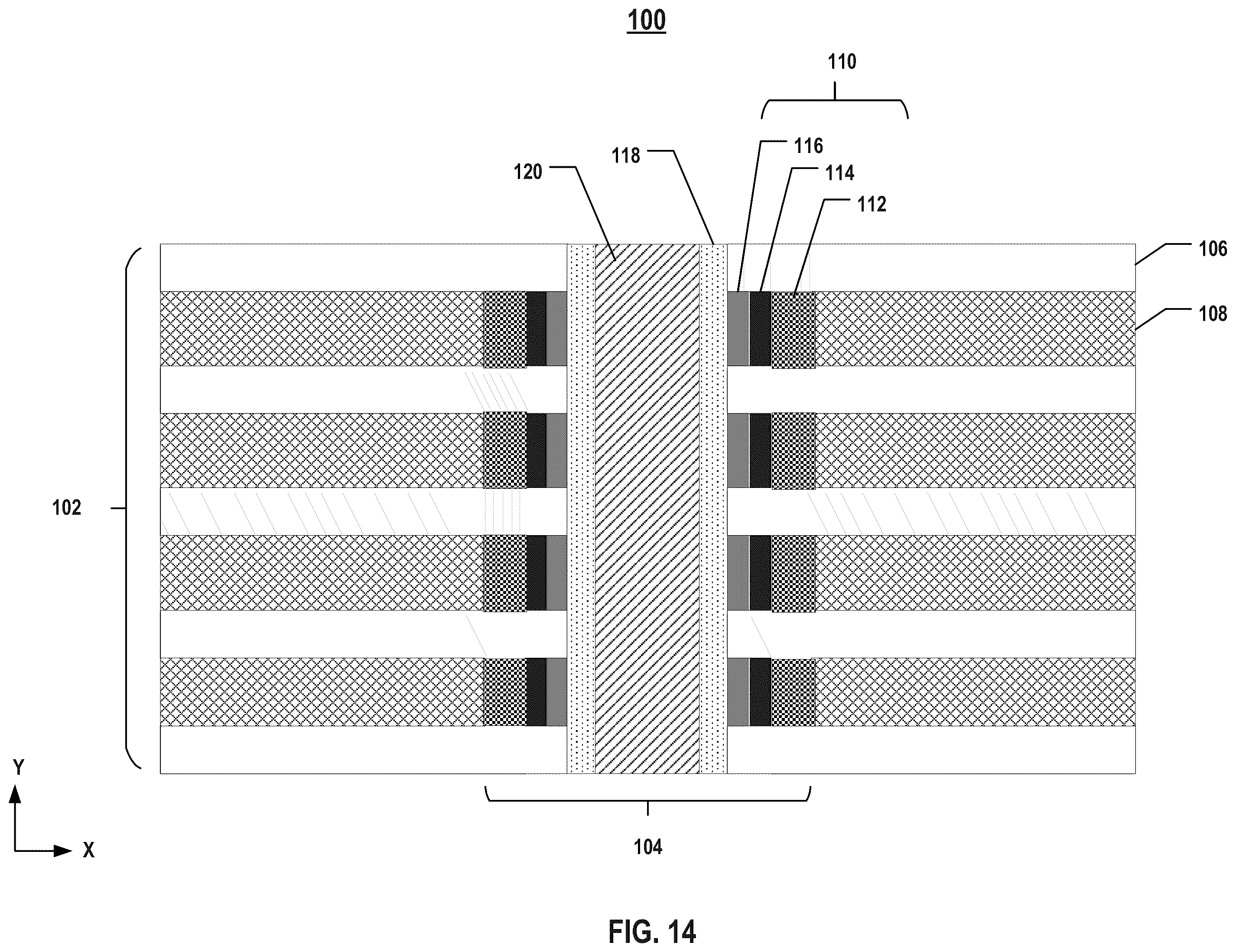 Patent US12171098 Figure 14 – Three-dimensional memory device with improved charge lateral migration and method for forming the same