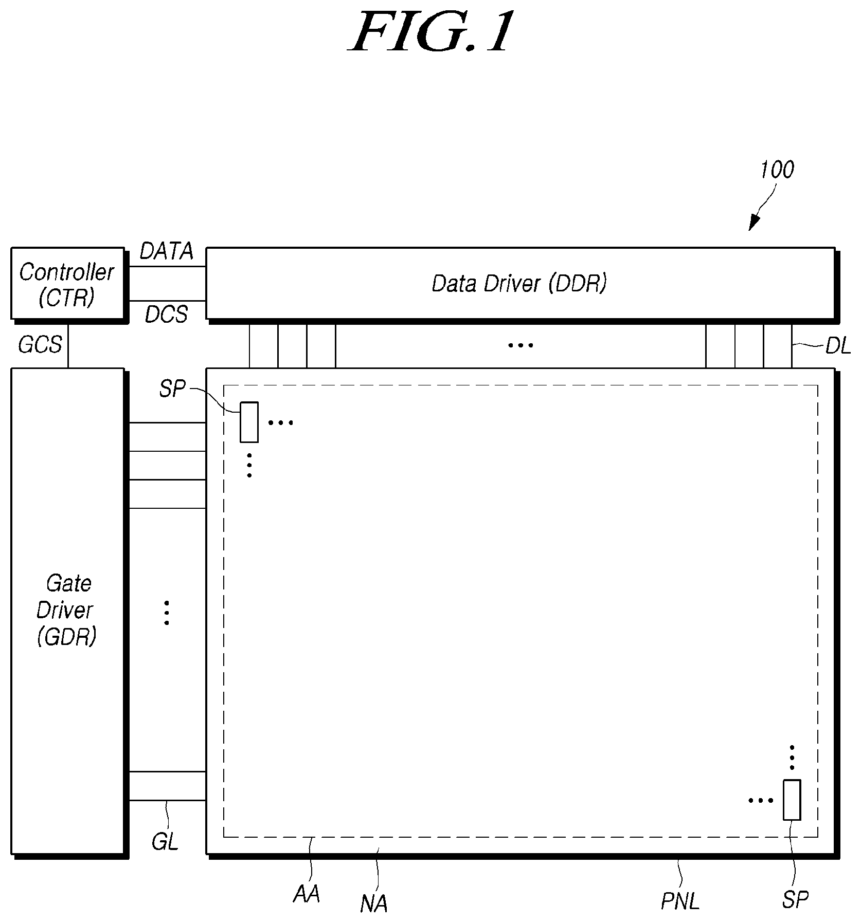 Patent US12171111 Figure 1 – Display panel and electroluminescent display device including the same