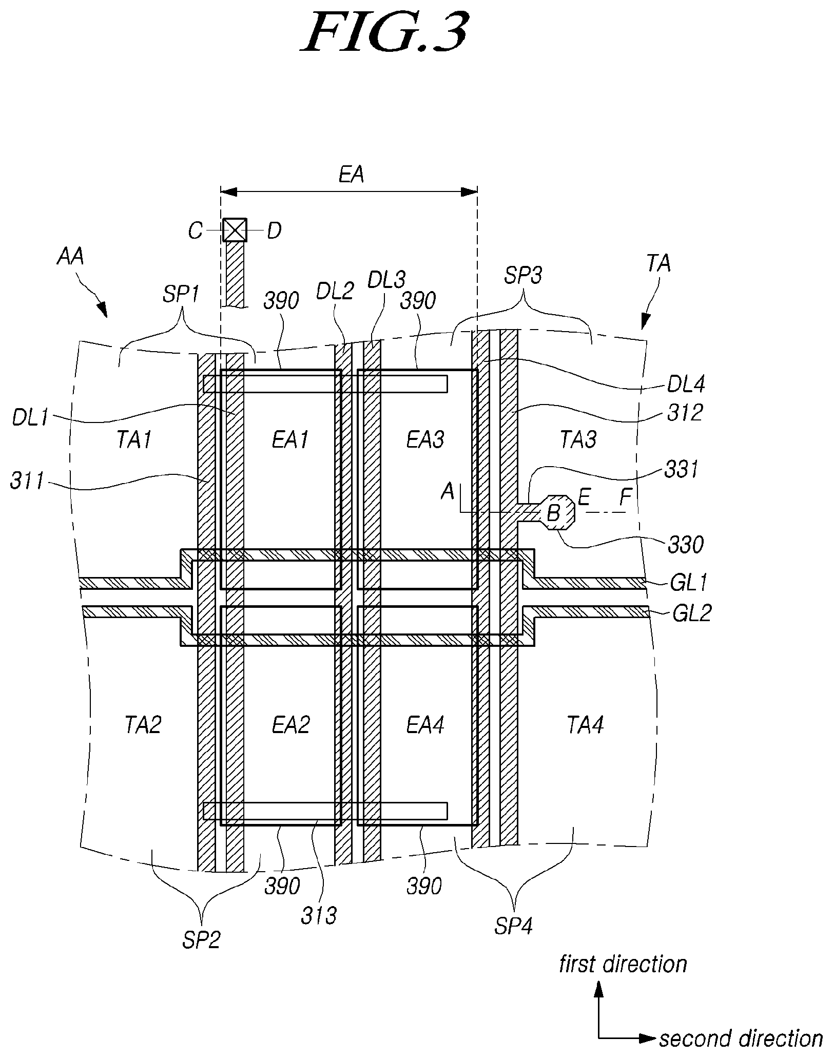 Patent US12171111 Figure 3 – Display panel and electroluminescent display device including the same