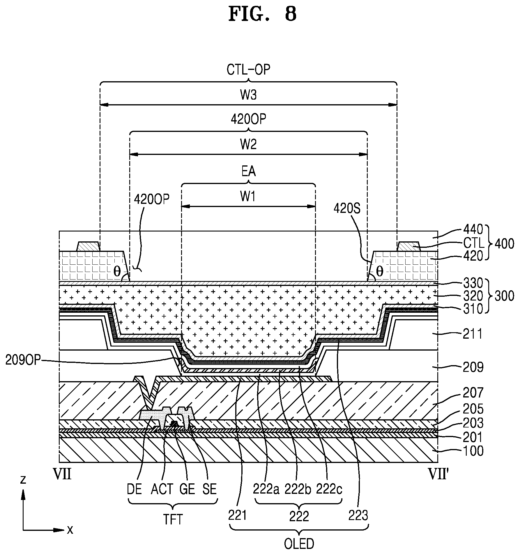Patent US12171116 Figure 8 – Display apparatus