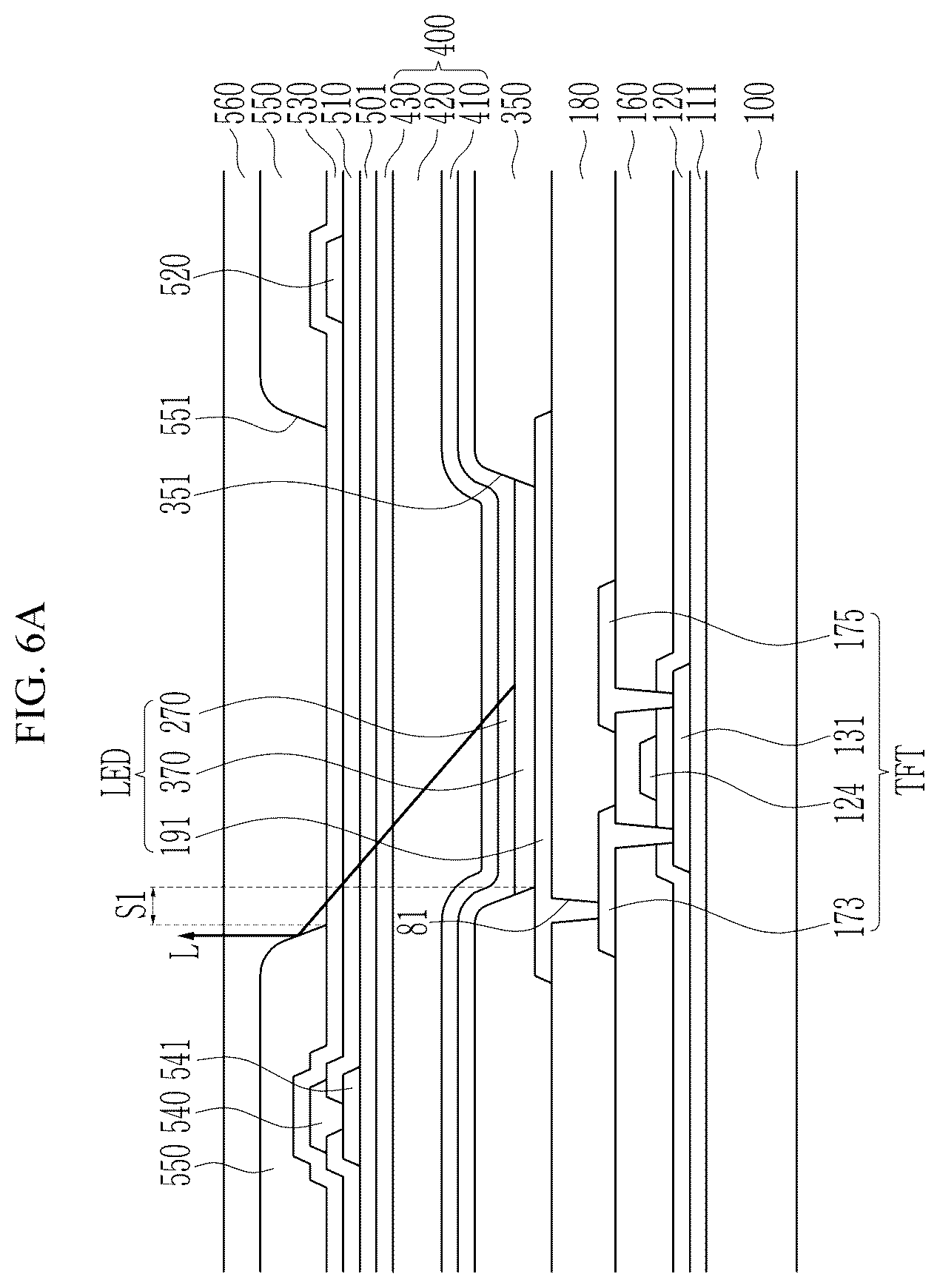 Patent US12171131 Figure 6 – Display device including insulating layer defining opening