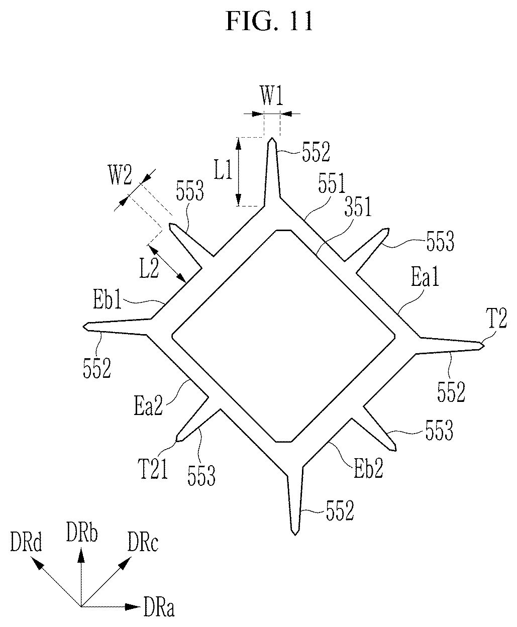 Patent US12171131 Figure 12 – Display device including insulating layer defining opening