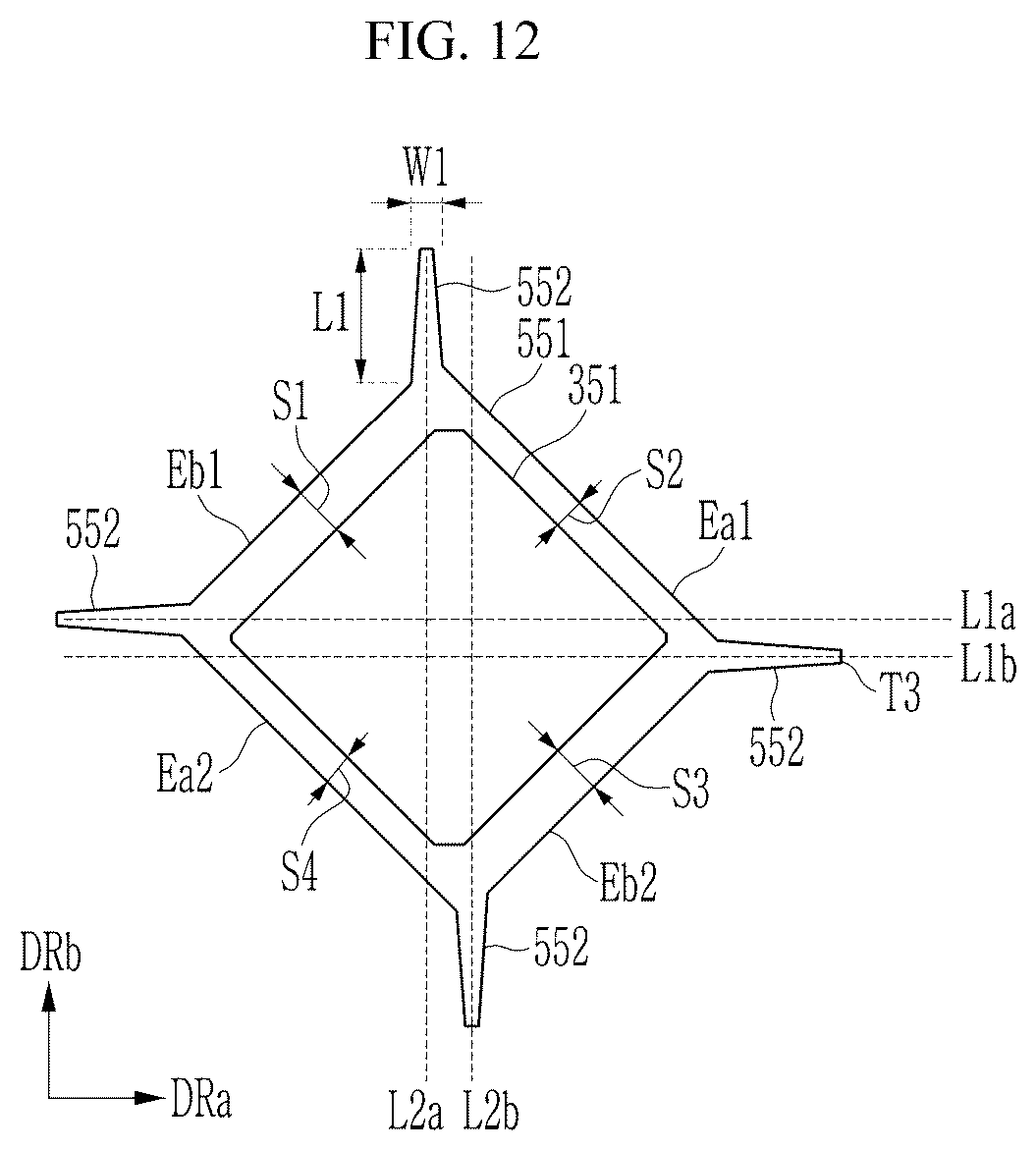 Patent US12171131 Figure 13 – Display device including insulating layer defining opening
